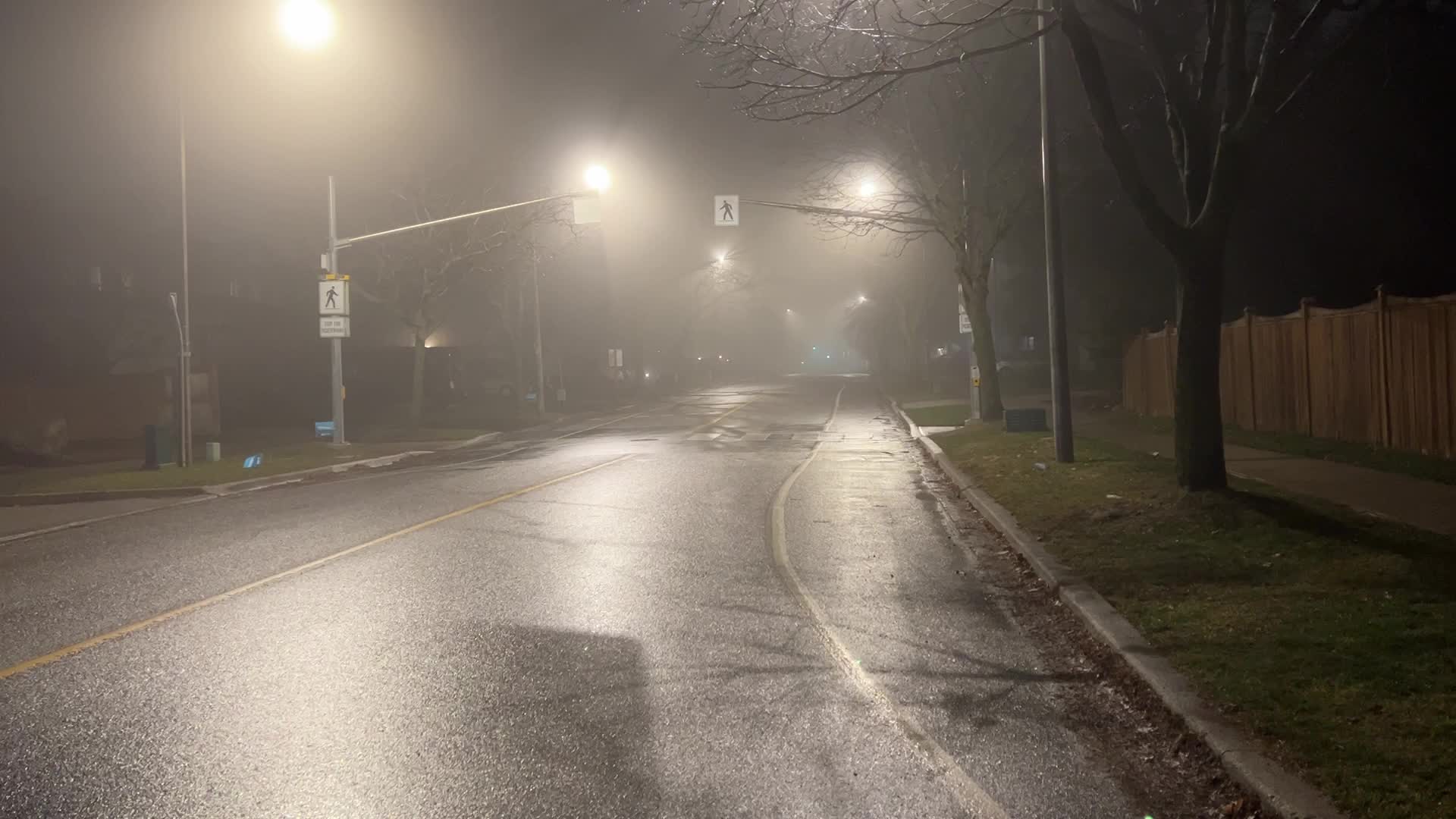 Thick fog in Toronto, Canada