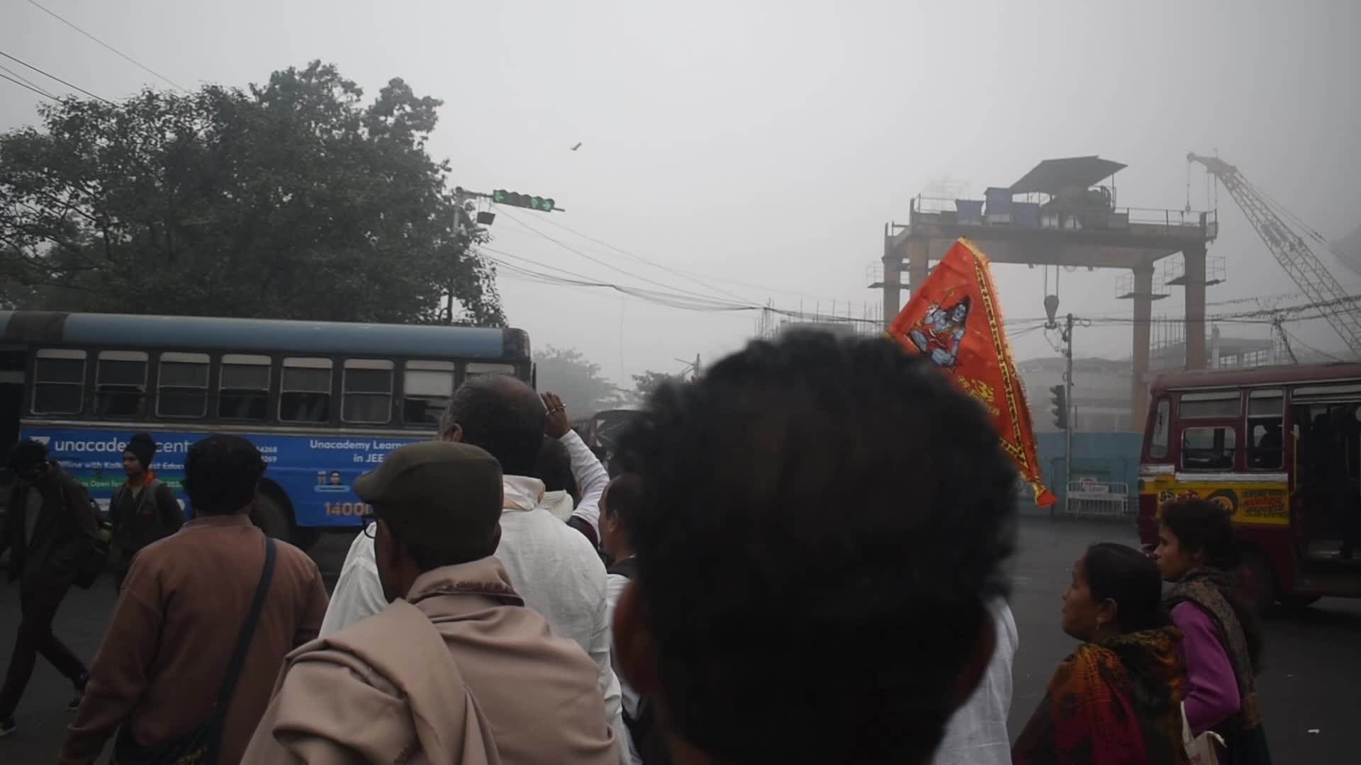 Foggy winter morning in Kolkata, India