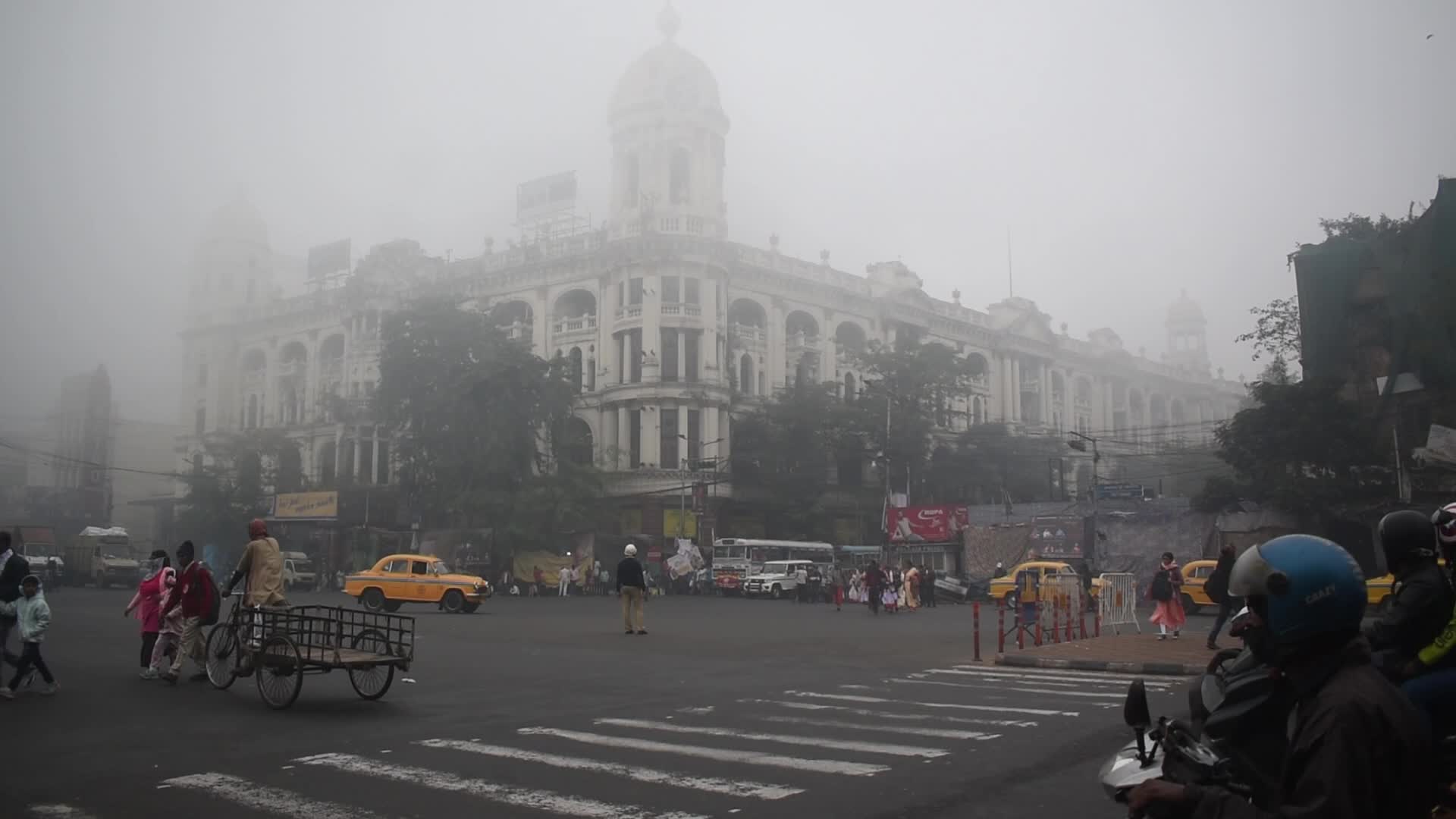 Foggy winter morning in Kolkata, India