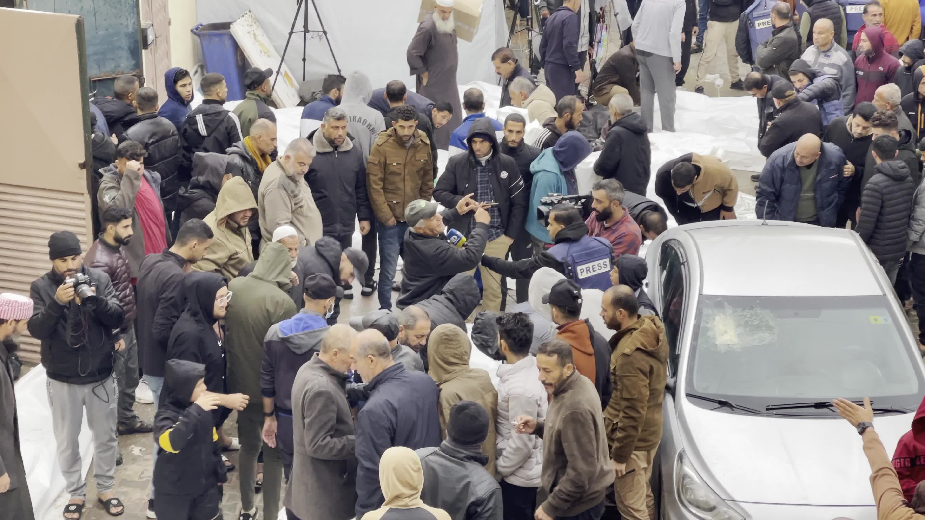 Mourners at Al-Aqsa Hospital Confront Aftermath of Strikes on Al-Maghazi Camp
