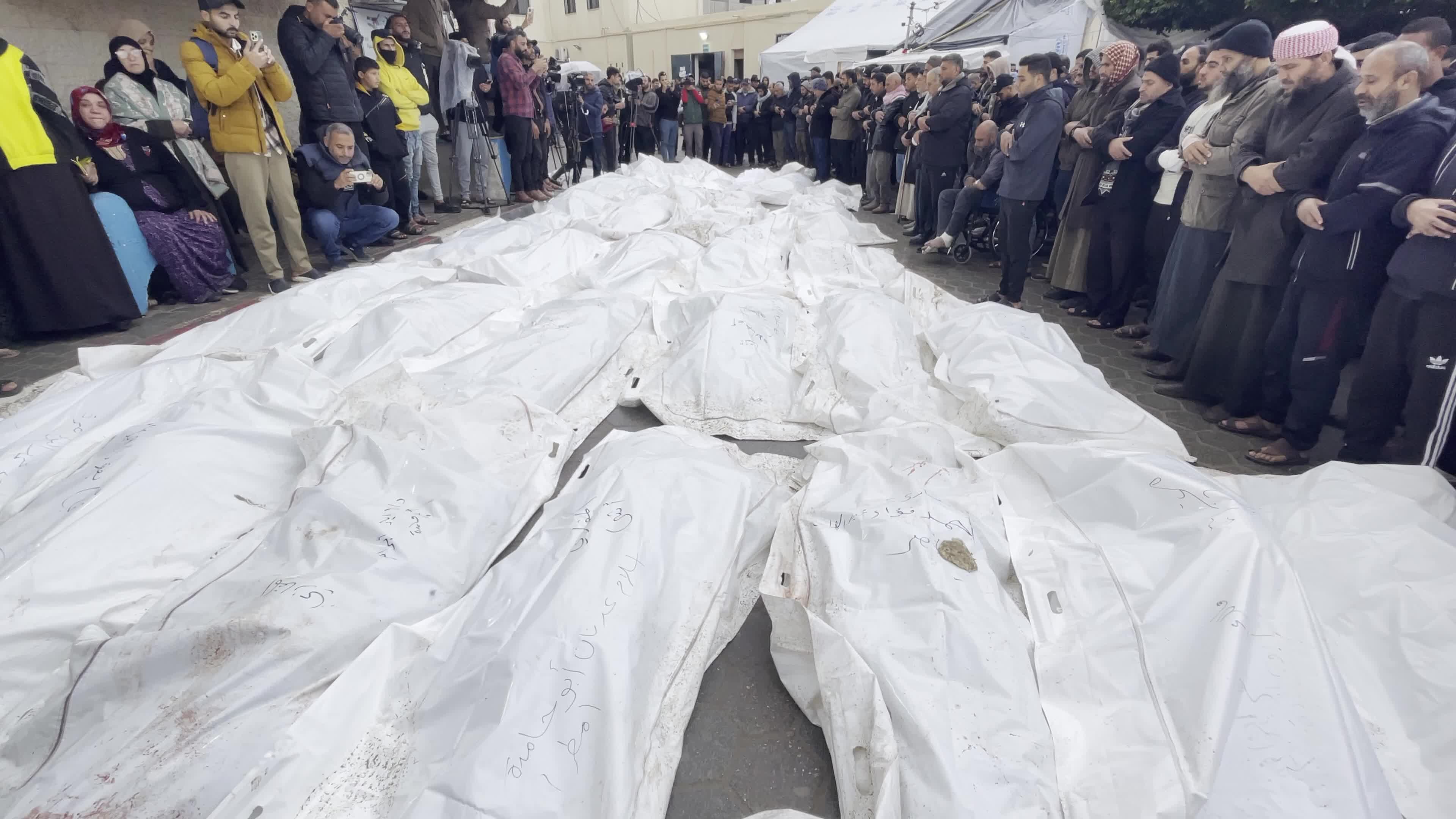 Mourners at Al-Aqsa Hospital Confront Aftermath of Strikes on Al-Maghazi Camp