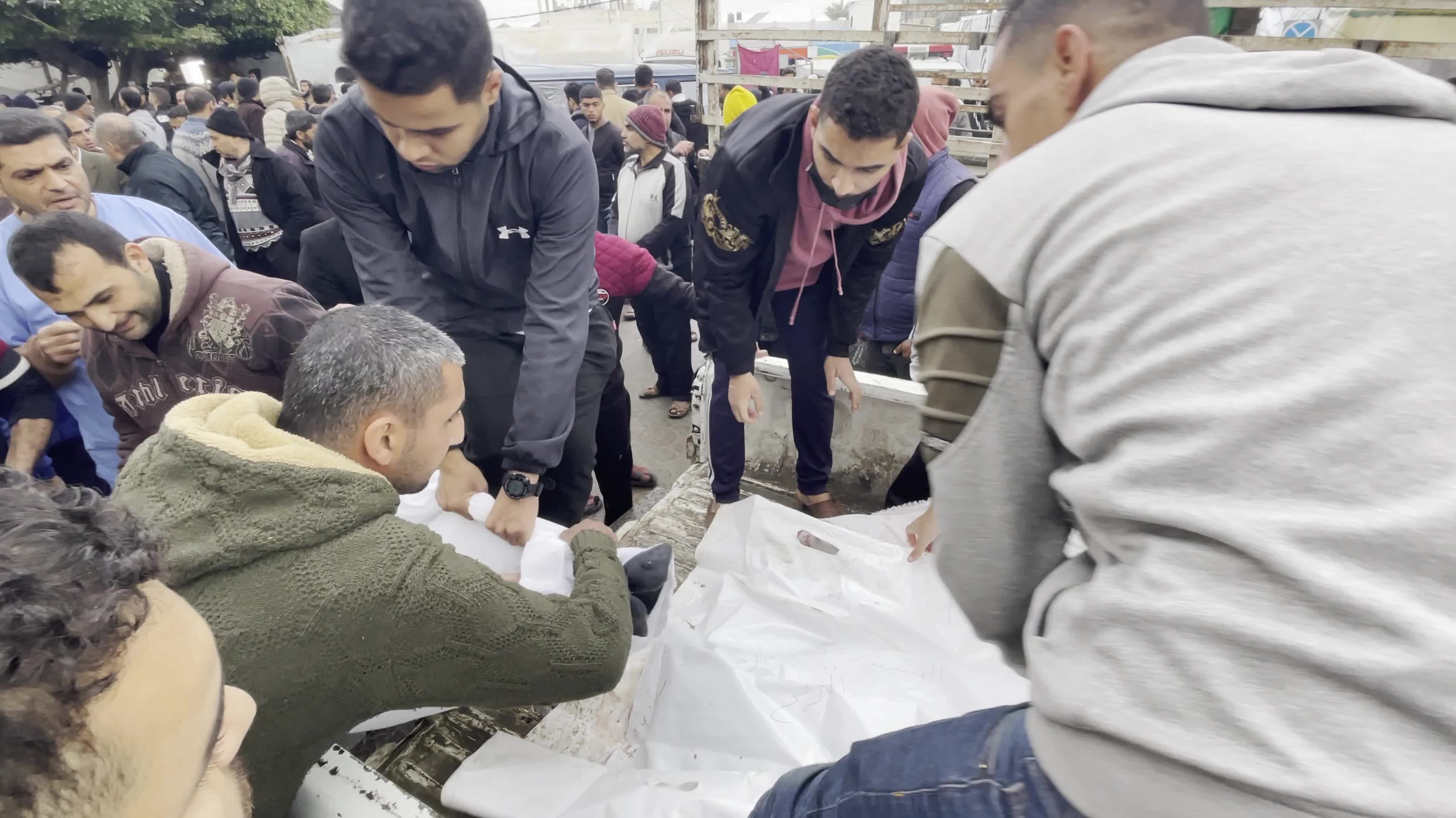 Mourners at Al-Aqsa Hospital Confront Aftermath of Strikes on Al-Maghazi Camp