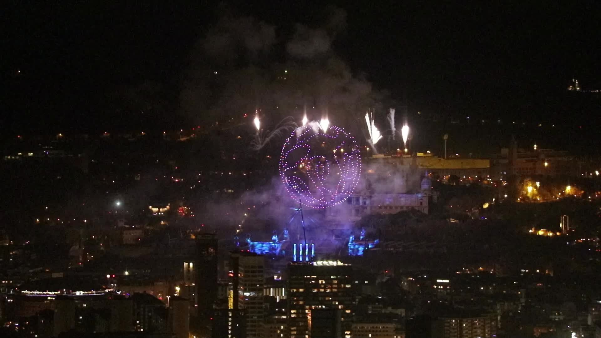 Barcelona welcomes 2024 with fireworks and drones