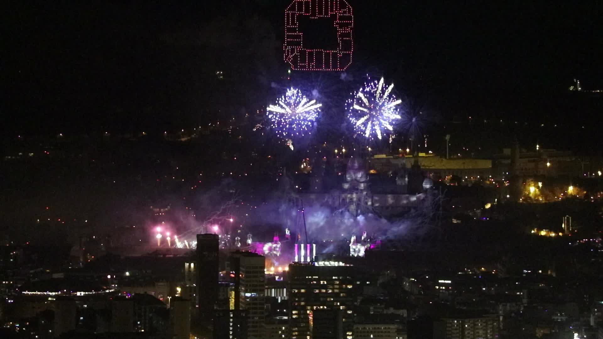Barcelona welcomes 2024 with fireworks and drones
