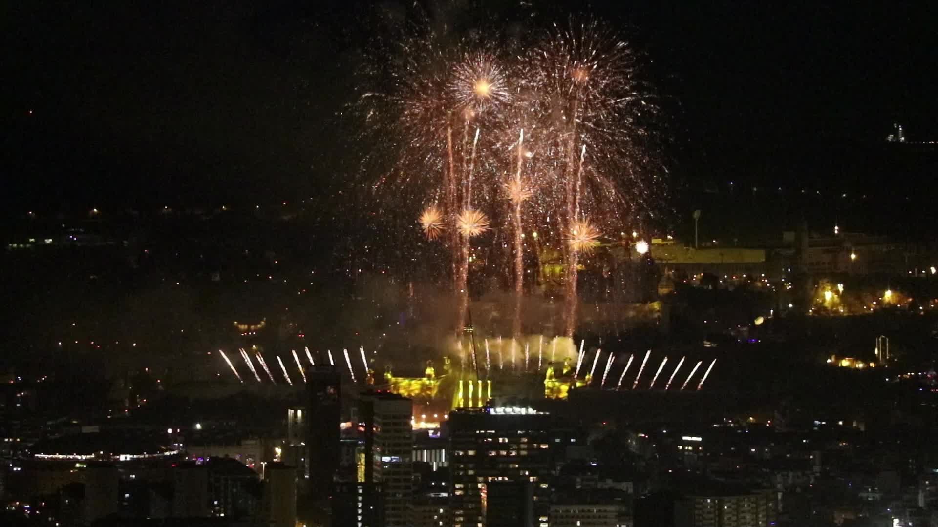 Barcelona welcomes 2024 with fireworks and drones