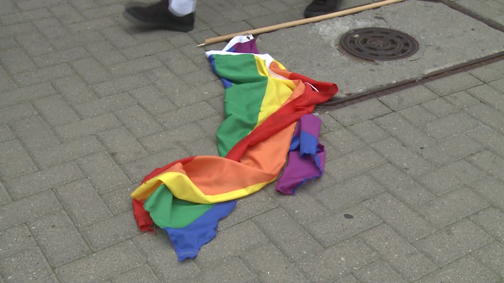Right wing counter-protest at Bialystok's first LGBT march