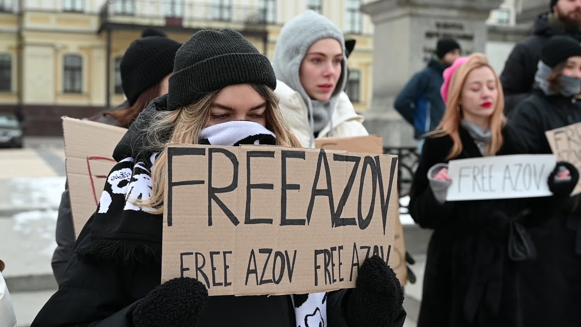 Rally calling to return the Azovstal POWs from Russian captivity in Kyiv, amid Russian invasion of Ukraine.