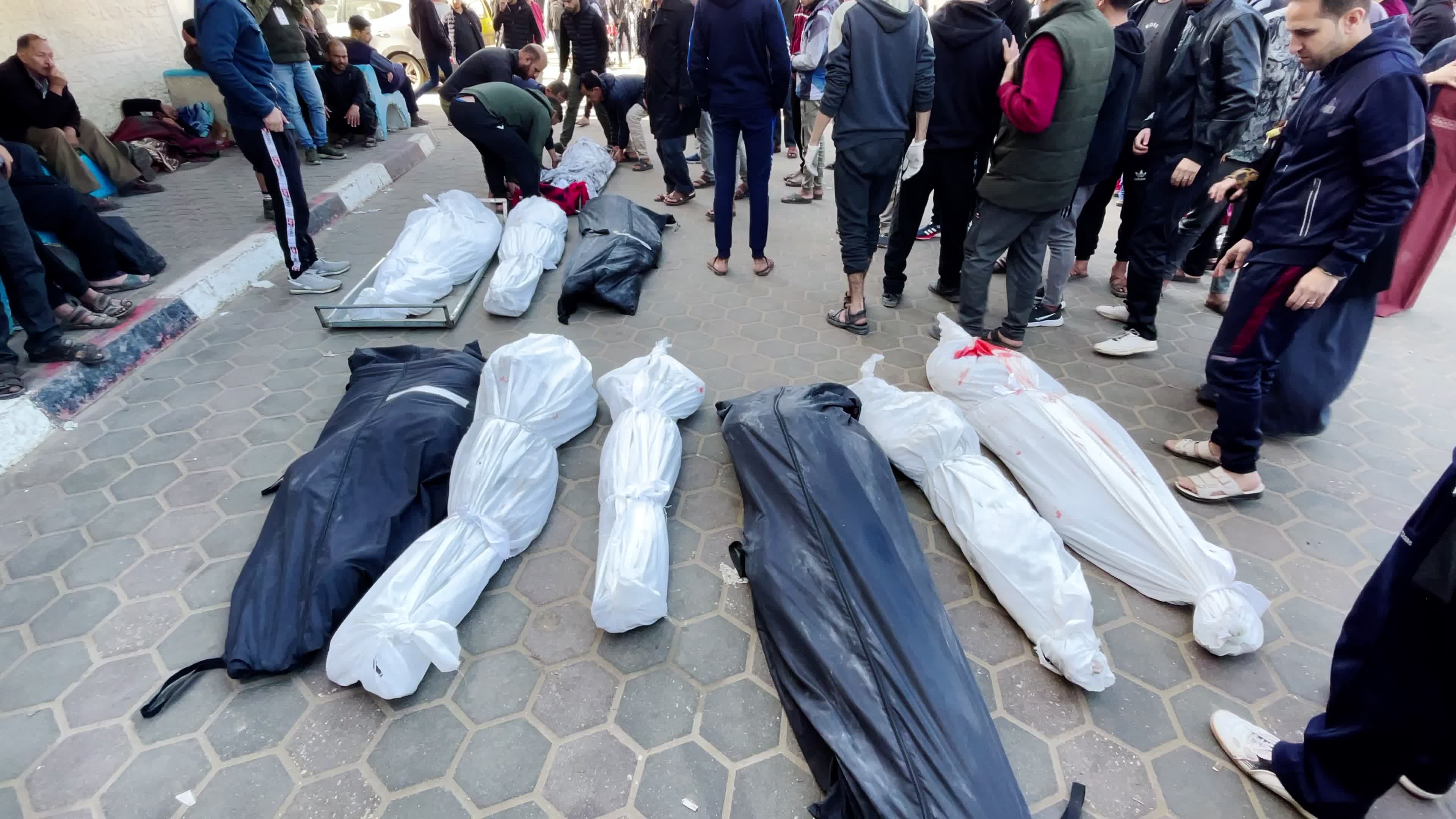 Palestinian Mourners Gather at Al-Aqsa Hospital Following Israeli Airstrike