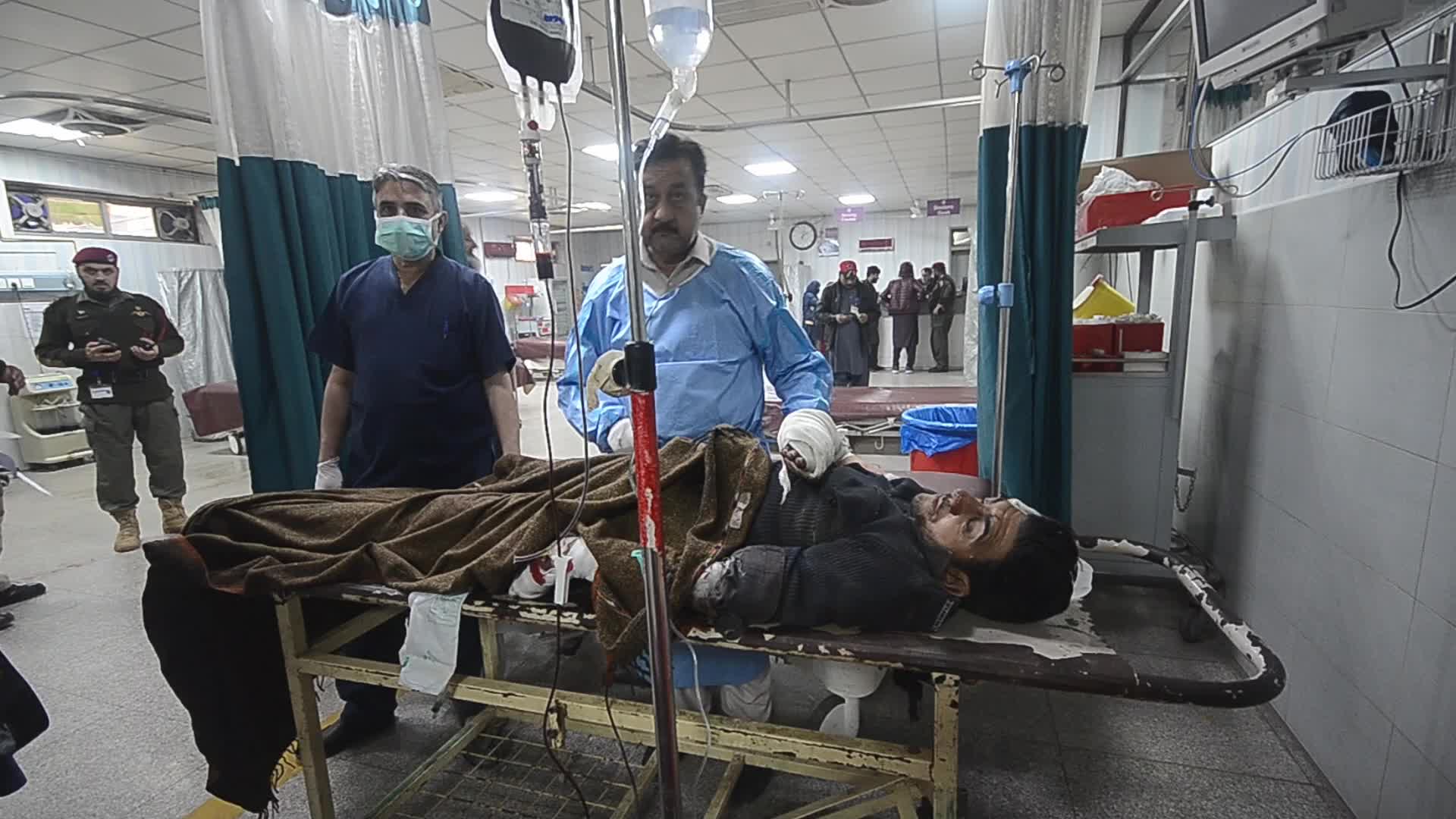 Blast during polio vaccination drive kills five police officers and injures two dozen 