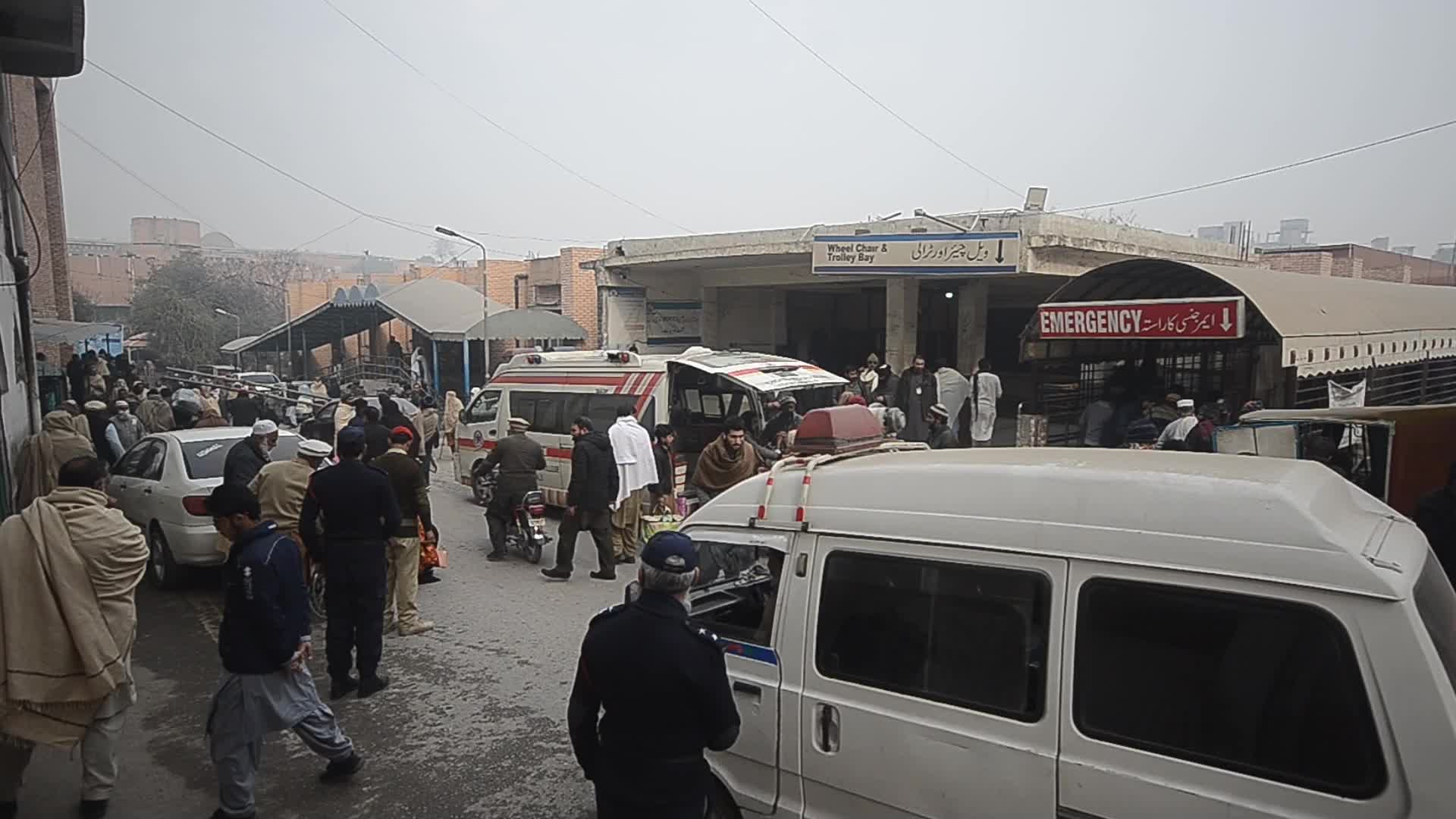 Blast during polio vaccination drive kills five police officers and injures two dozen 