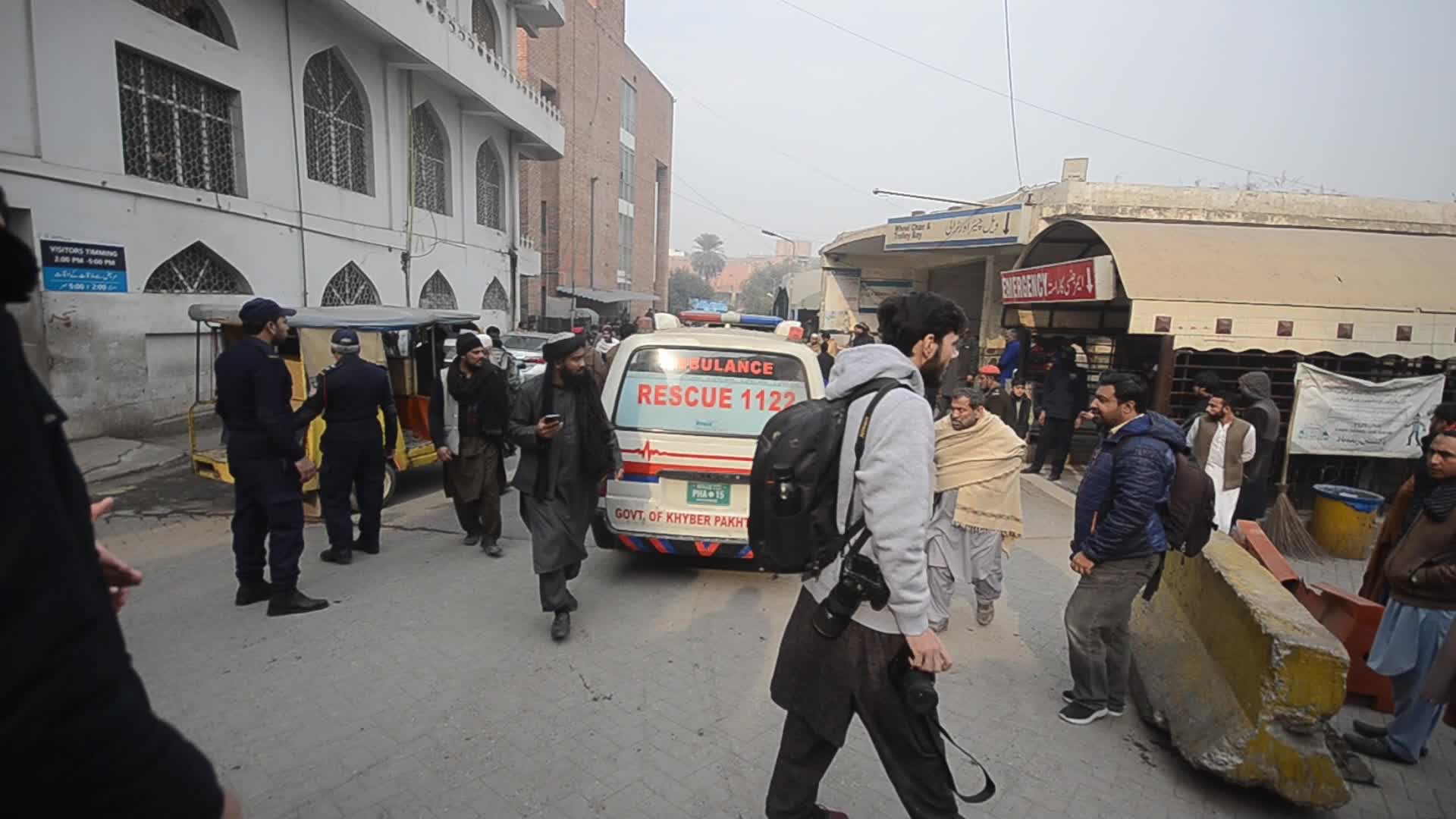 Blast during polio vaccination drive kills five police officers and injures two dozen 