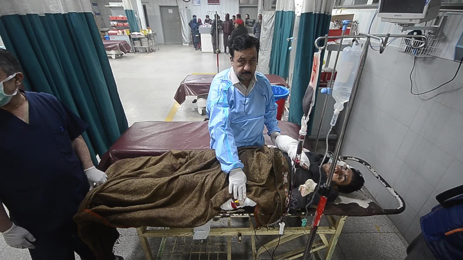 Blast during polio vaccination drive kills five police officers and injures two dozen 