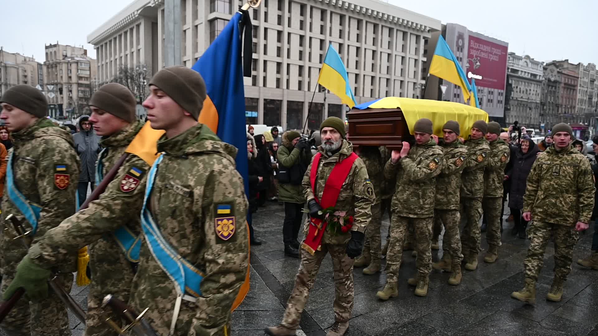 A funeral ceremony of Ukrainian poet and serviceman Maxym Kryvtsov in Kyiv, amid Russia's invasion of Ukraine.