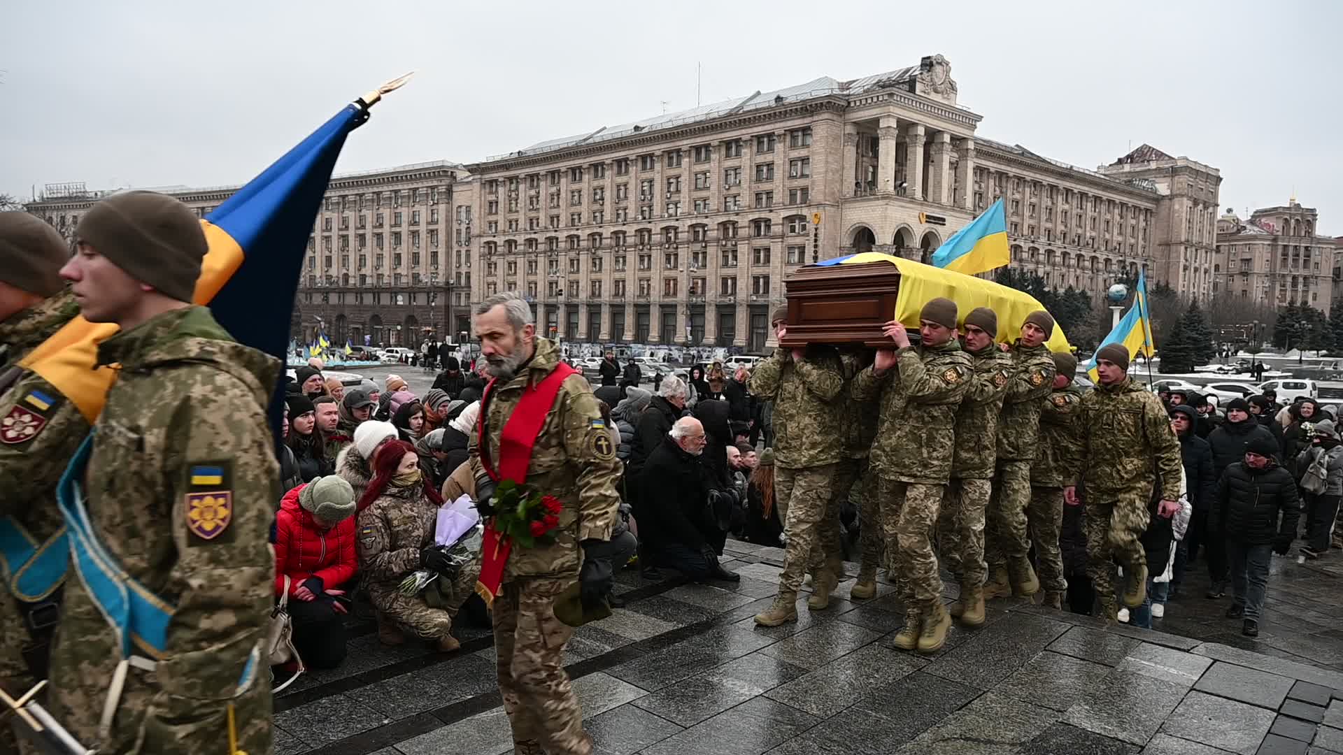 A funeral ceremony of Ukrainian poet and serviceman Maxym Kryvtsov in Kyiv, amid Russia's invasion of Ukraine.