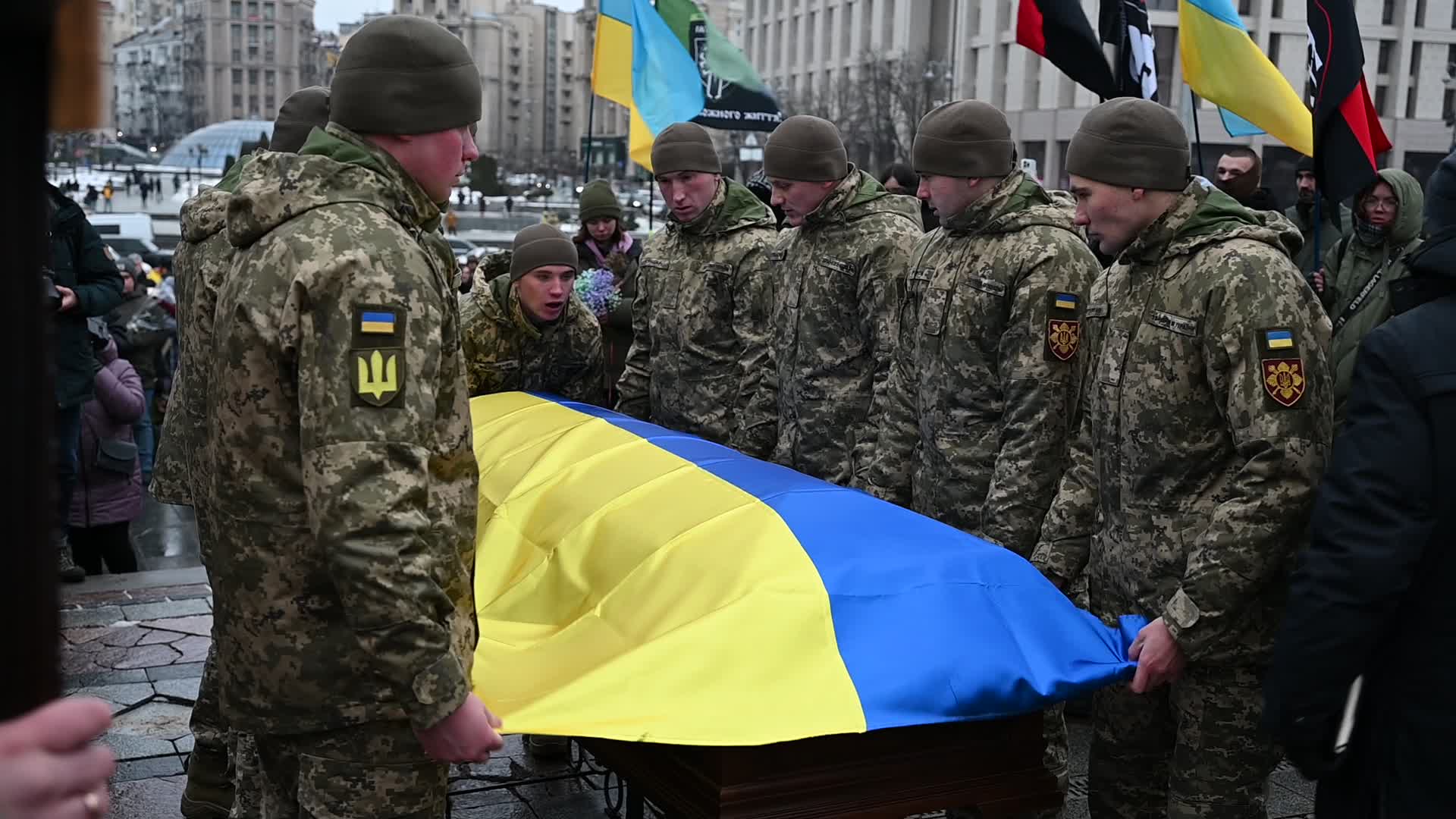 A funeral ceremony of Ukrainian poet and serviceman Maxym Kryvtsov in Kyiv, amid Russia's invasion of Ukraine.
