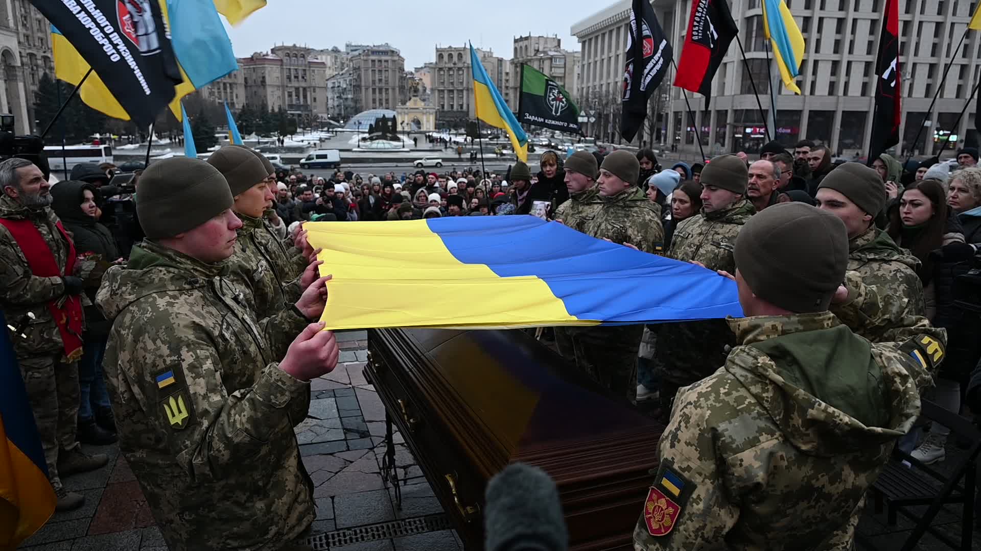 A funeral ceremony of Ukrainian poet and serviceman Maxym Kryvtsov in Kyiv, amid Russia's invasion of Ukraine.