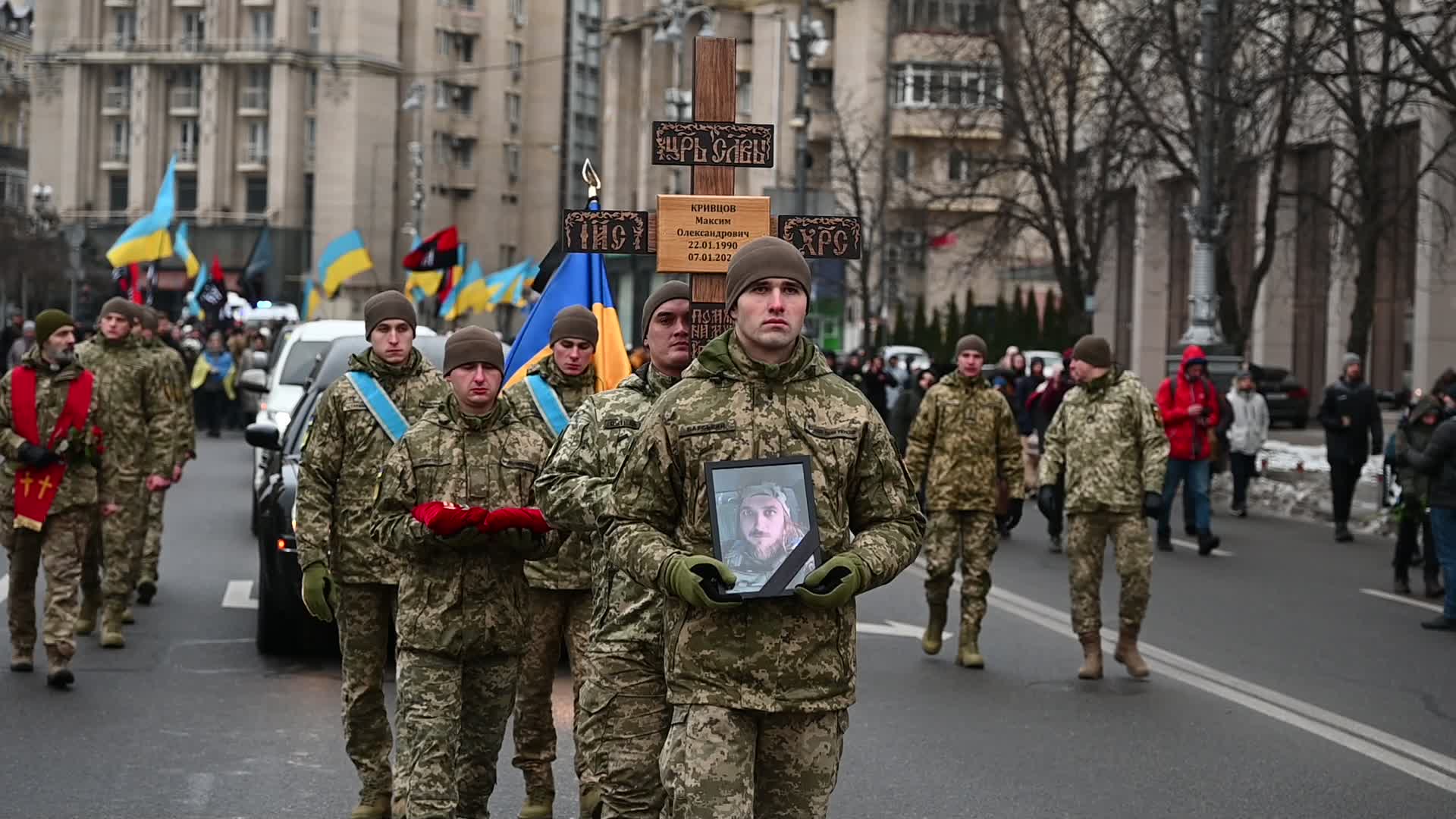A funeral ceremony of Ukrainian poet and serviceman Maxym Kryvtsov in Kyiv, amid Russia's invasion of Ukraine.