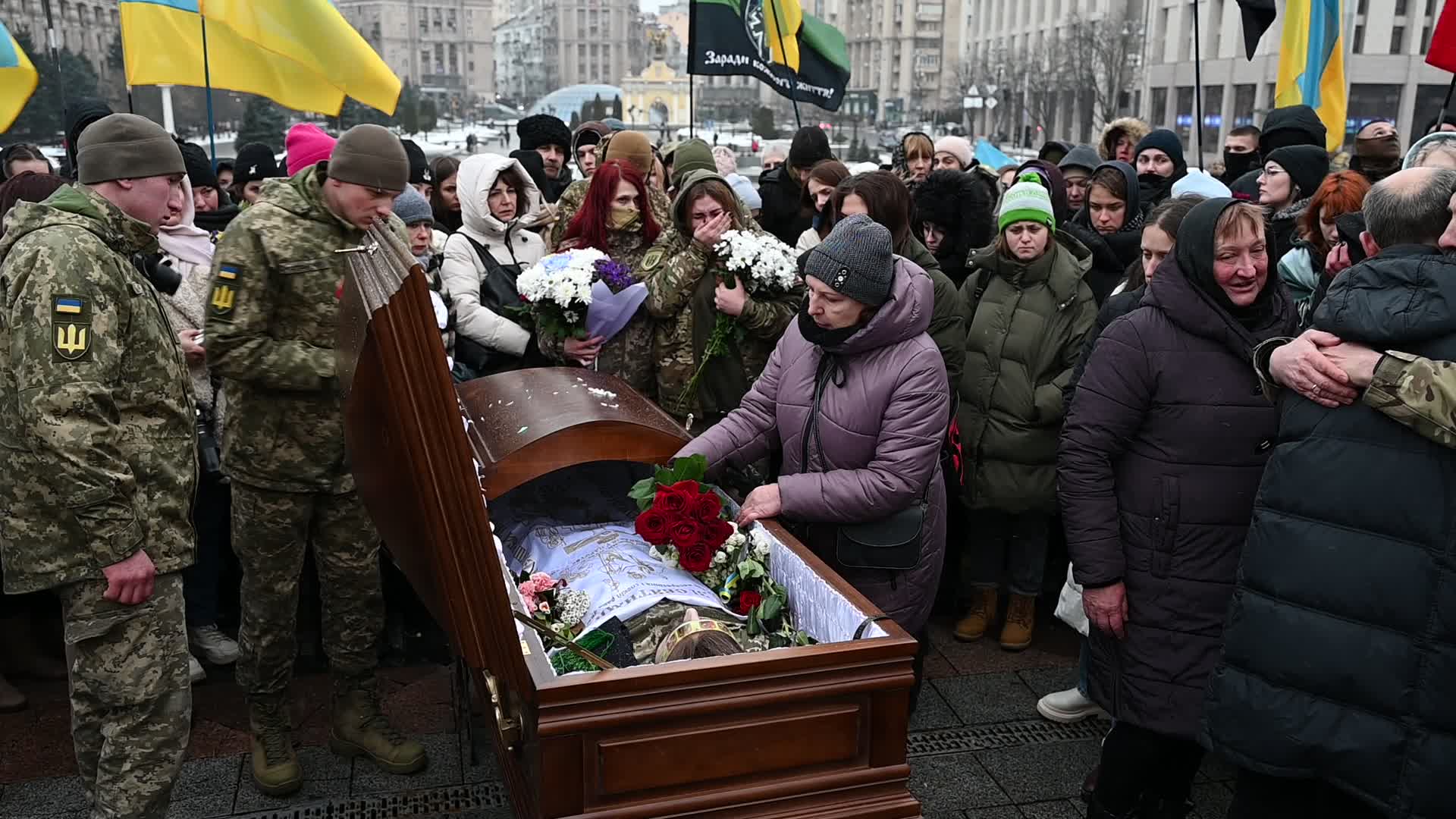 A funeral ceremony of Ukrainian poet and serviceman Maxym Kryvtsov in Kyiv, amid Russia's invasion of Ukraine.
