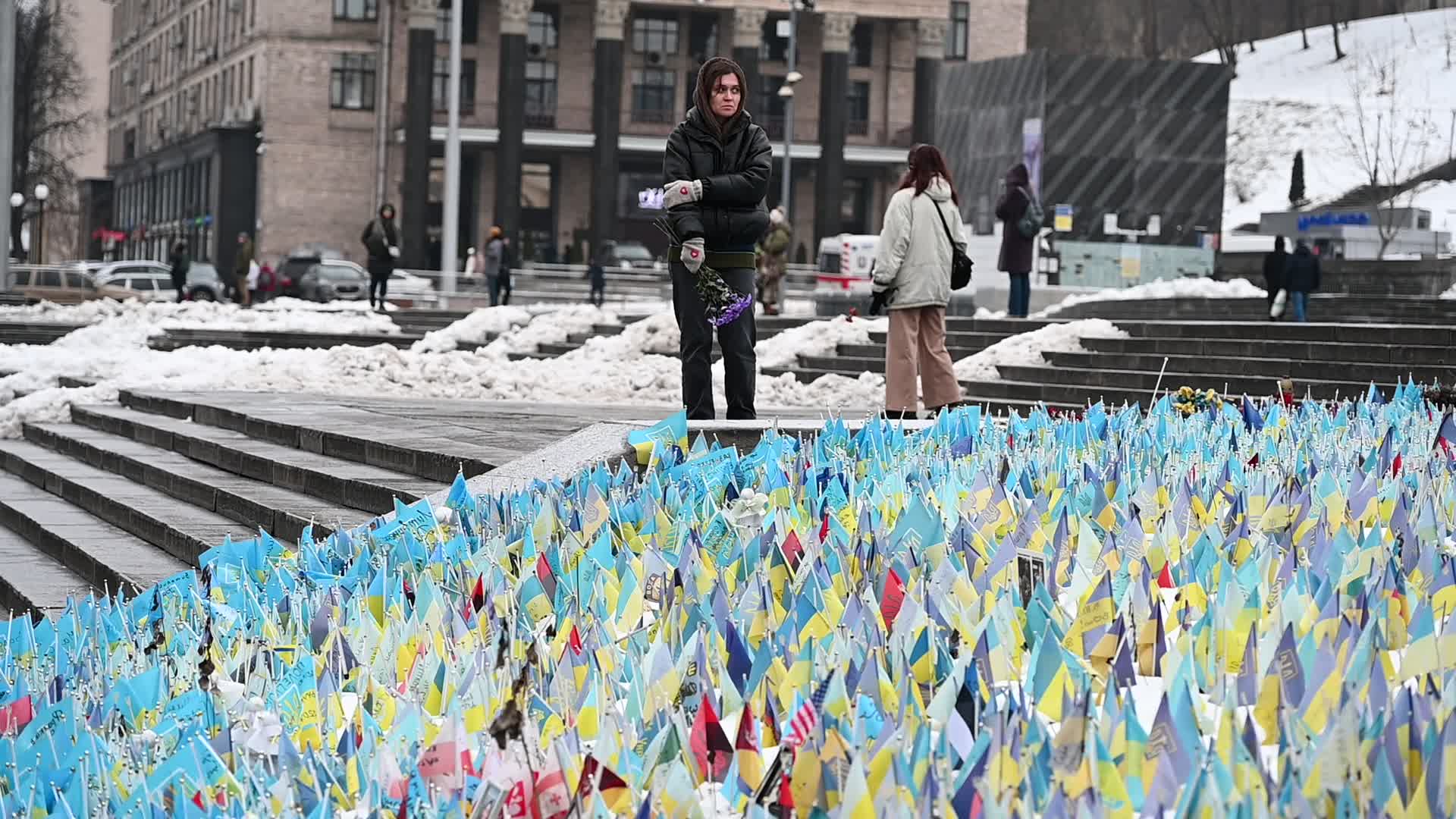 Flags with names of fallen soldiers in Kyiv, amid Russia's invasion of Ukraine