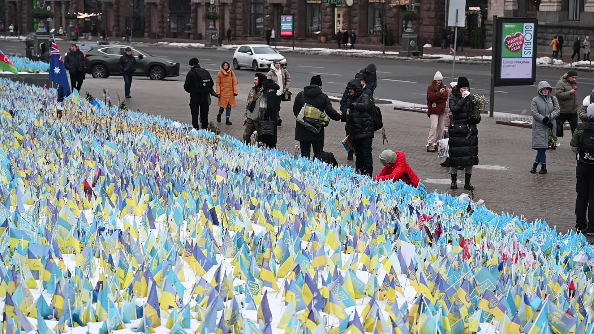 Flags with names of fallen soldiers in Kyiv, amid Russia's invasion of Ukraine