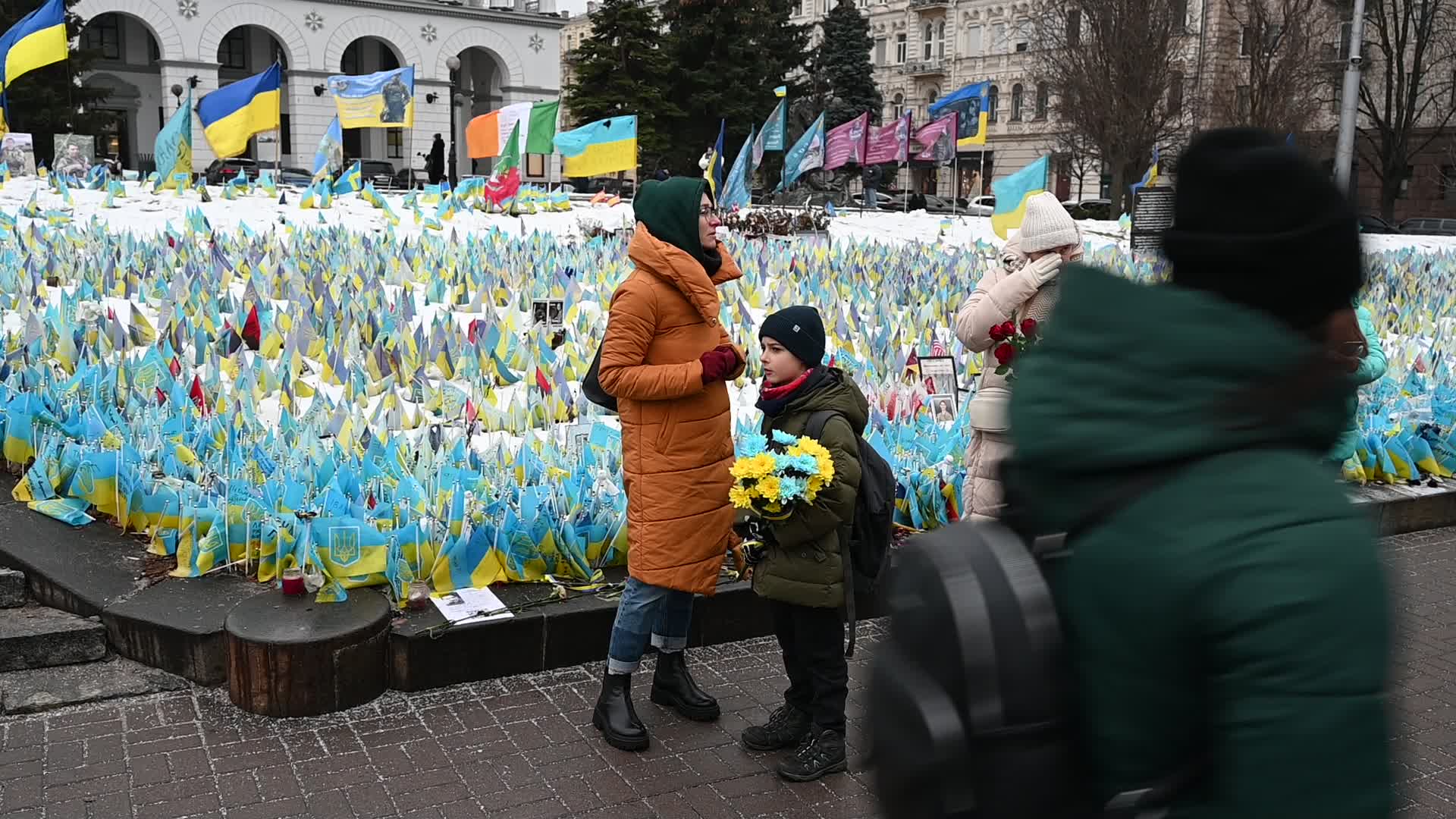 Flags with names of fallen soldiers in Kyiv, amid Russia's invasion of Ukraine