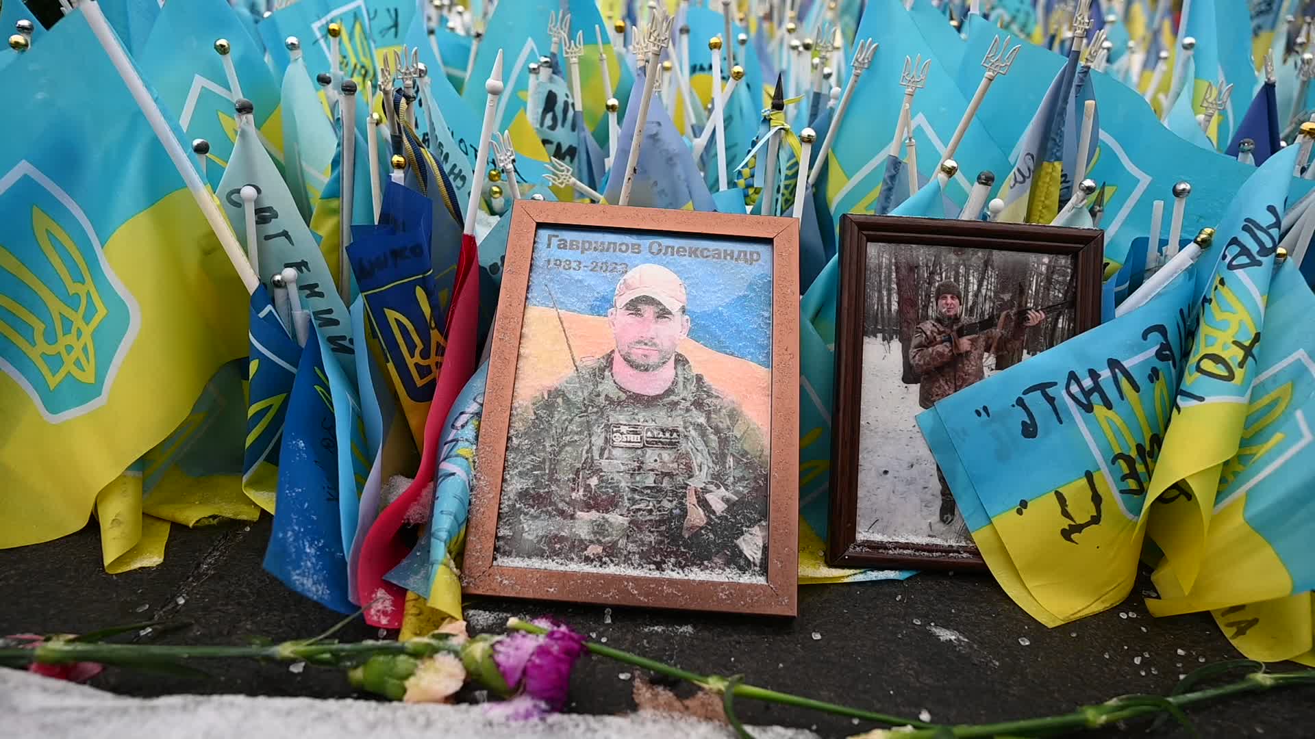 Flags with names of fallen soldiers in Kyiv, amid Russia's invasion of Ukraine