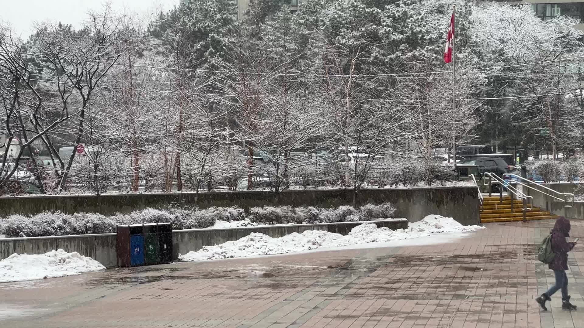 Snow flurries in Toronto, Canada