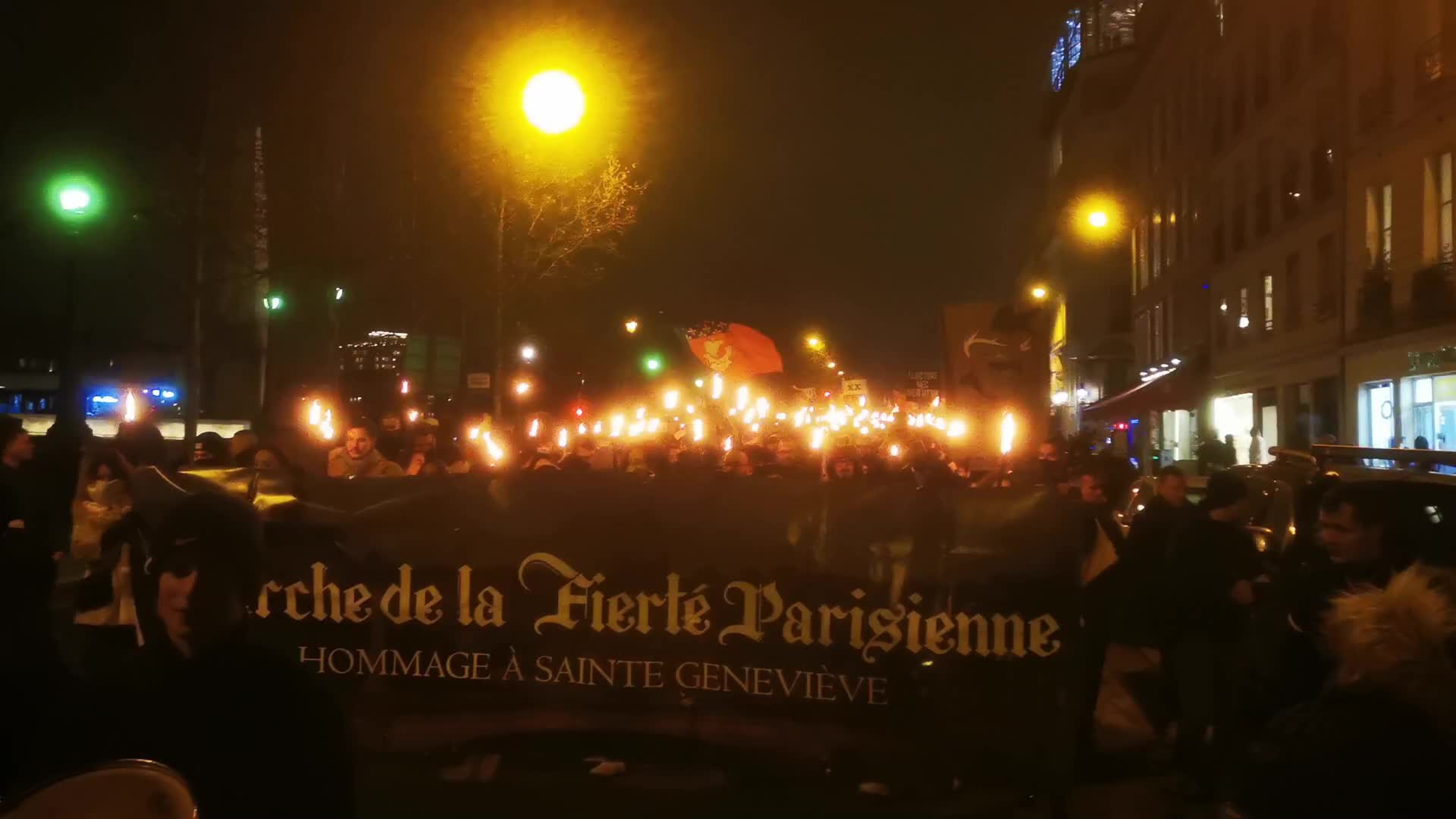 The torchlight march of Paris Fierte , an identitarian far-right association in Paris