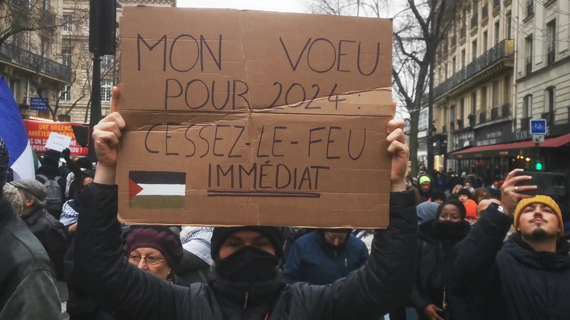Demonstration in Paris for a Ceasefire in Gaza Palestine
