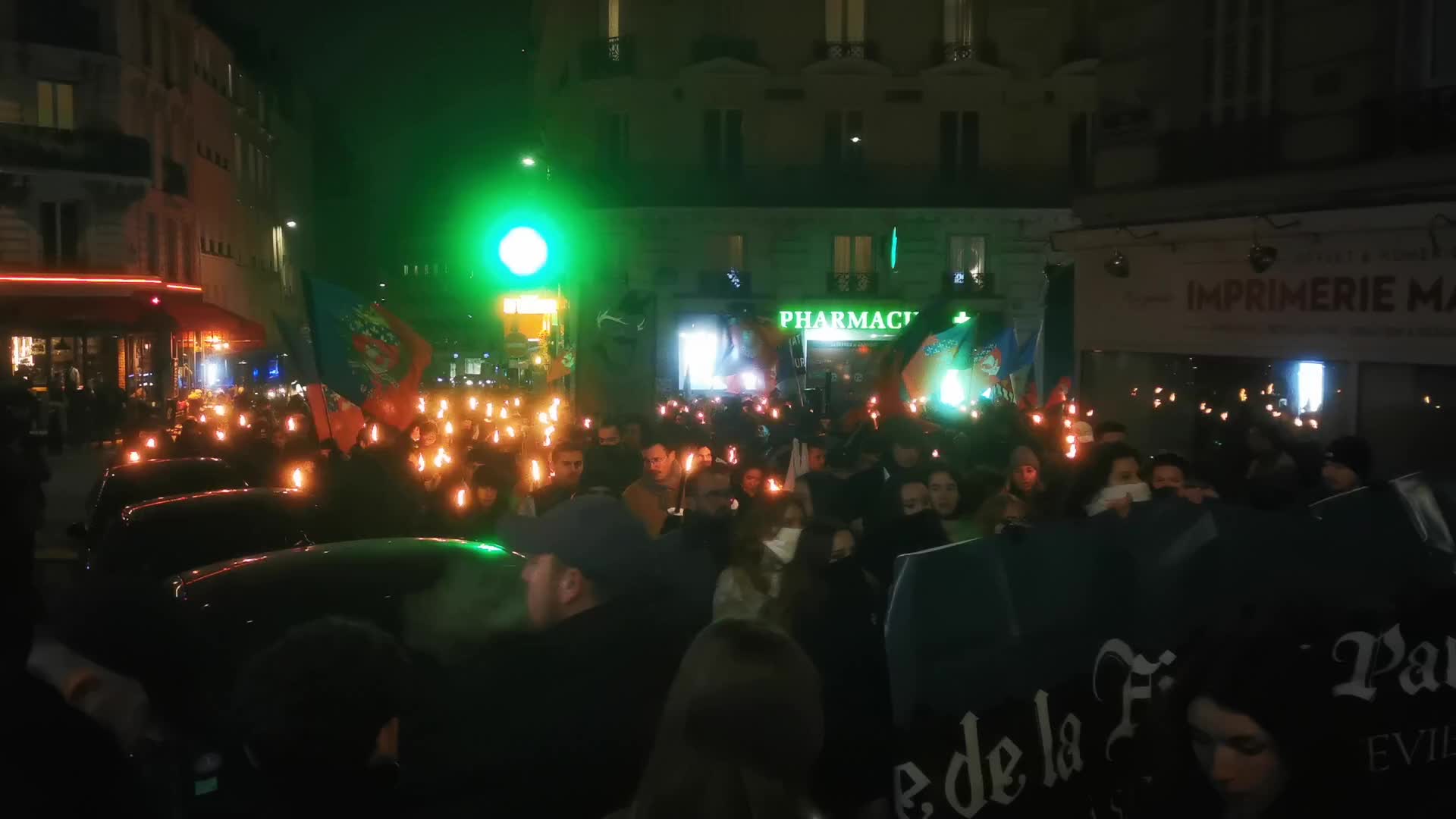 The torchlight march of Paris Fierte , an identitarian far-right association in Paris