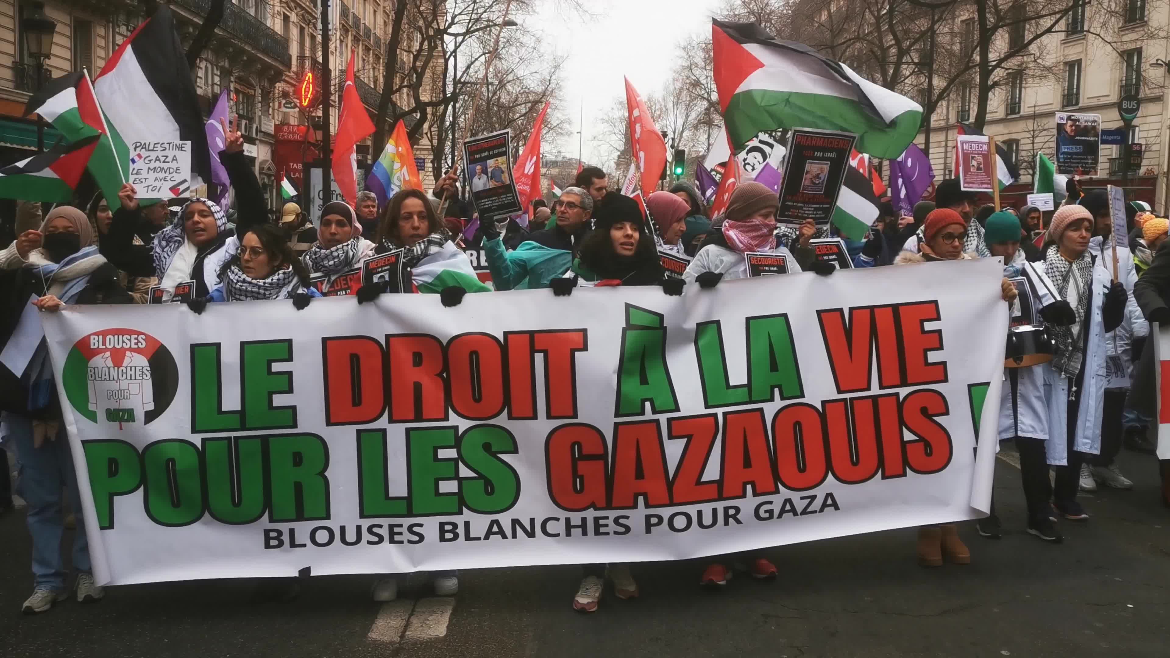 Demonstration in Paris for a Ceasefire in Gaza Palestine