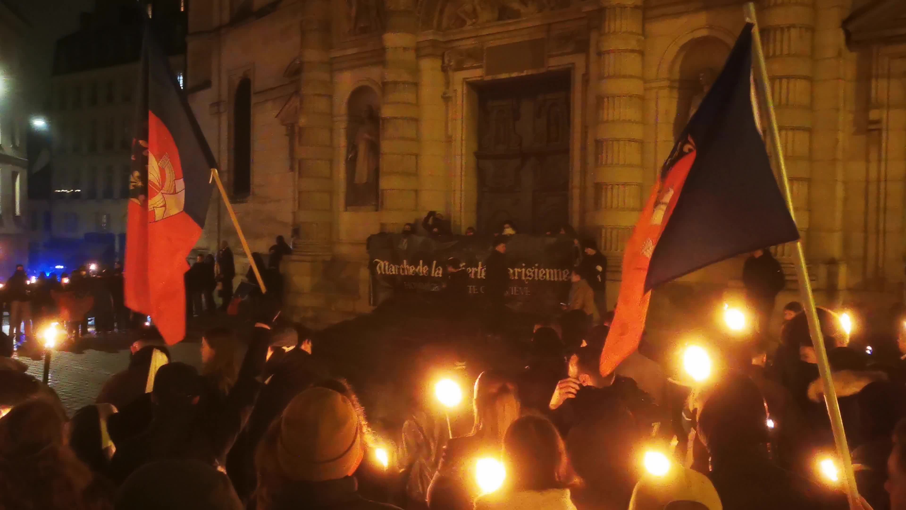 The torchlight march of Paris Fierte , an identitarian far-right association in Paris