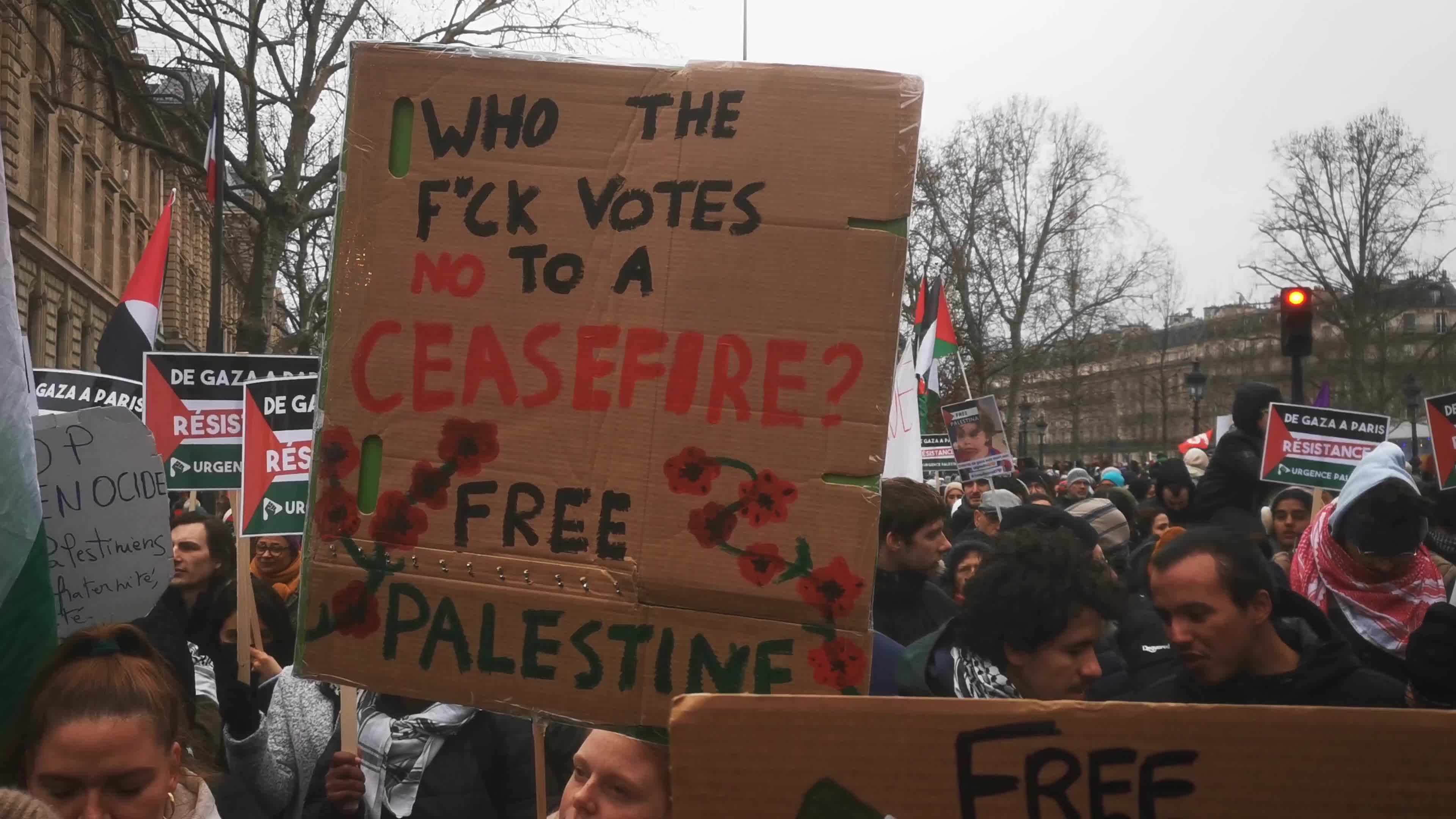 Demonstration in Paris for a Ceasefire in Gaza Palestine