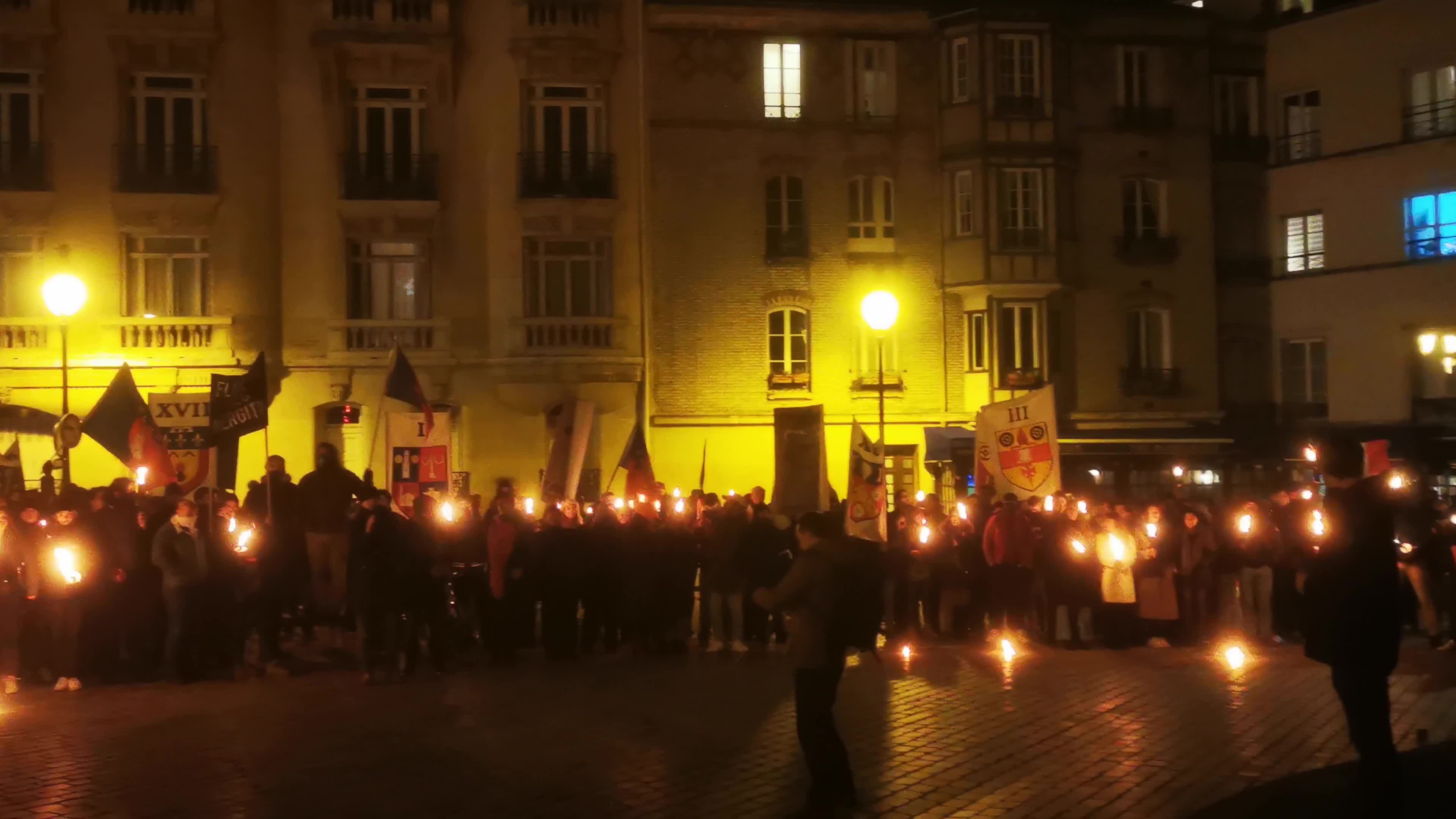 The torchlight march of Paris Fierte , an identitarian far-right association in Paris