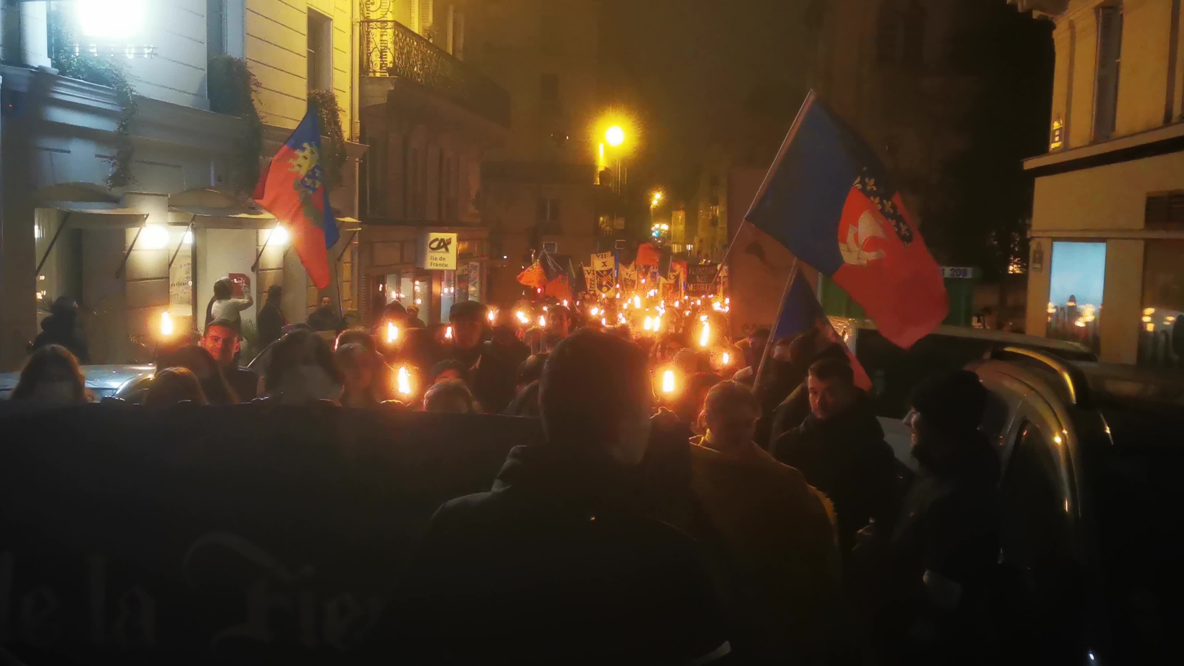 The torchlight march of Paris Fierte , an identitarian far-right association in Paris