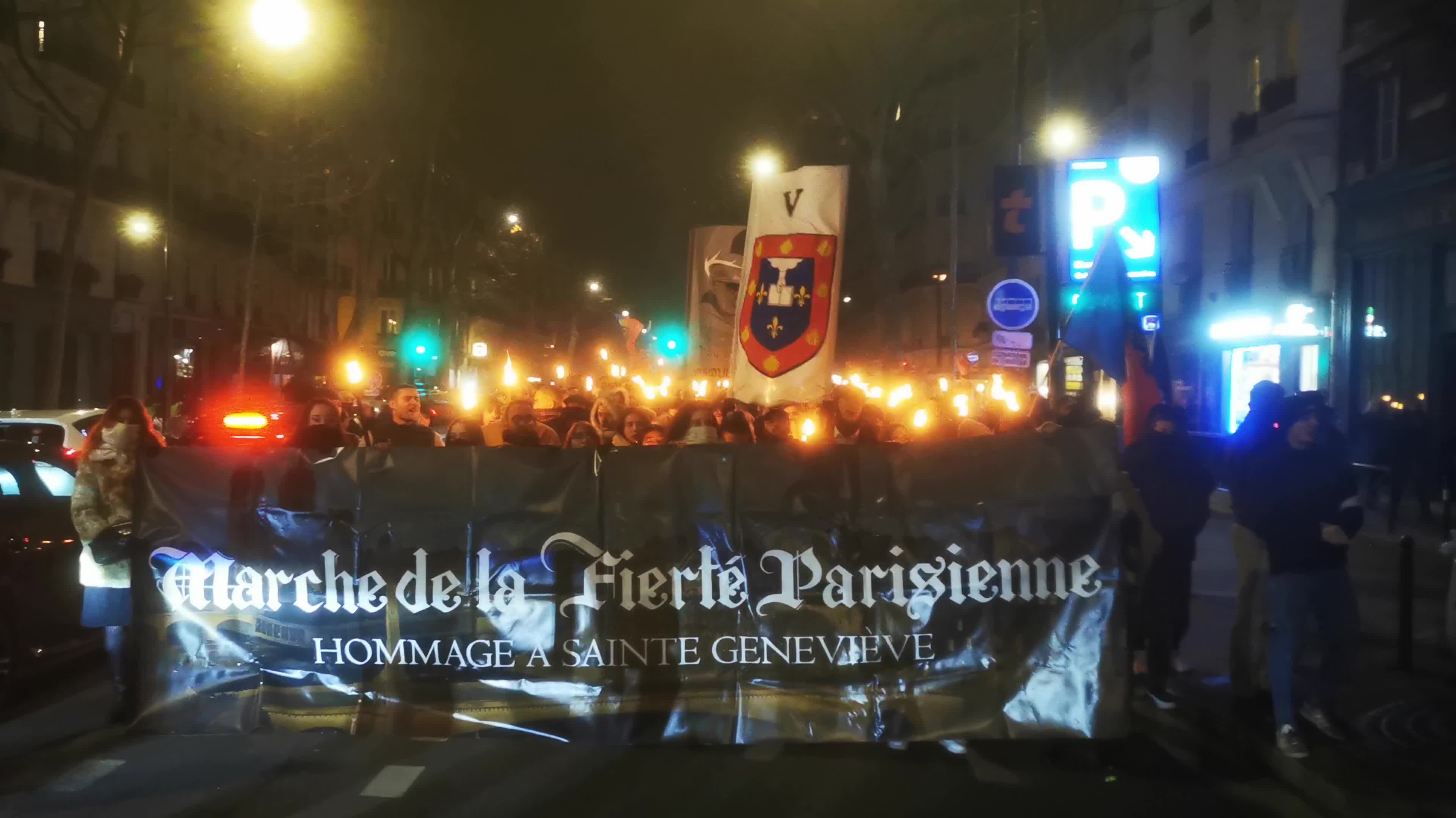 The torchlight march of Paris Fierte , an identitarian far-right association in Paris