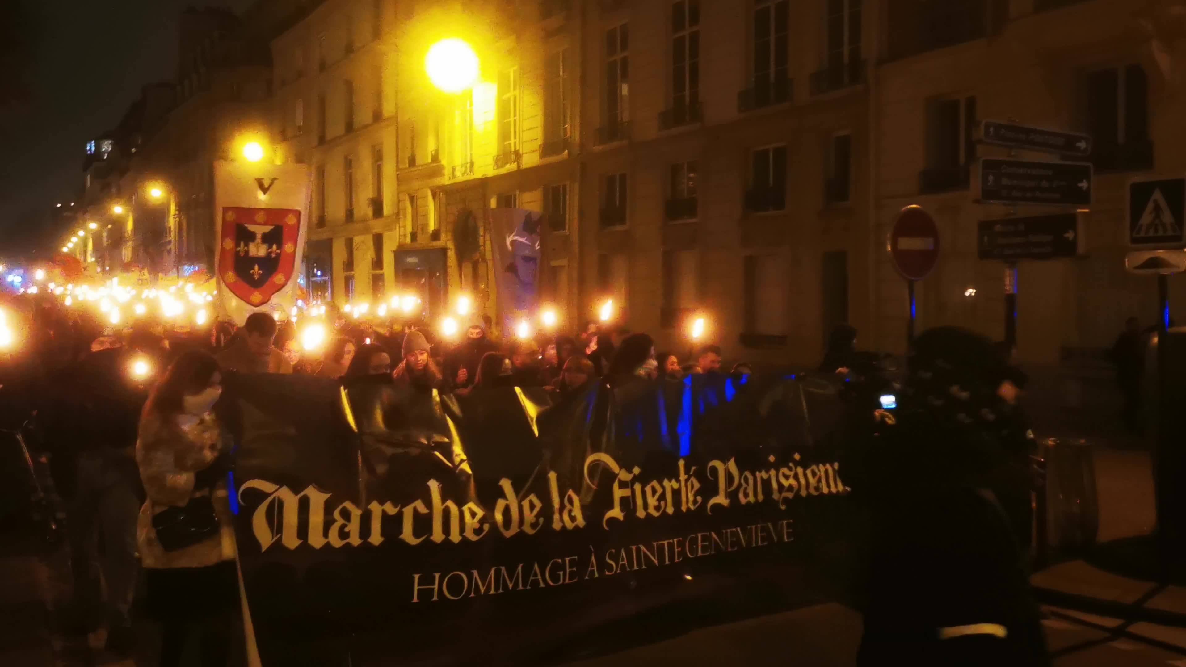The torchlight march of Paris Fierte , an identitarian far-right association in Paris