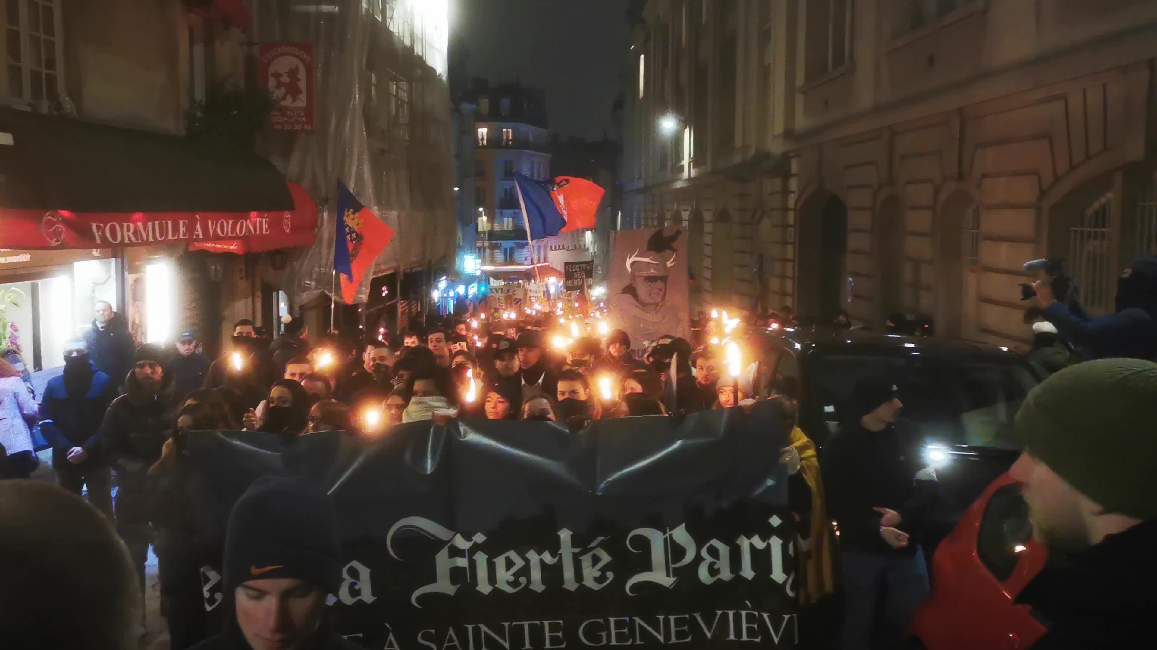The torchlight march of Paris Fierte , an identitarian far-right association in Paris