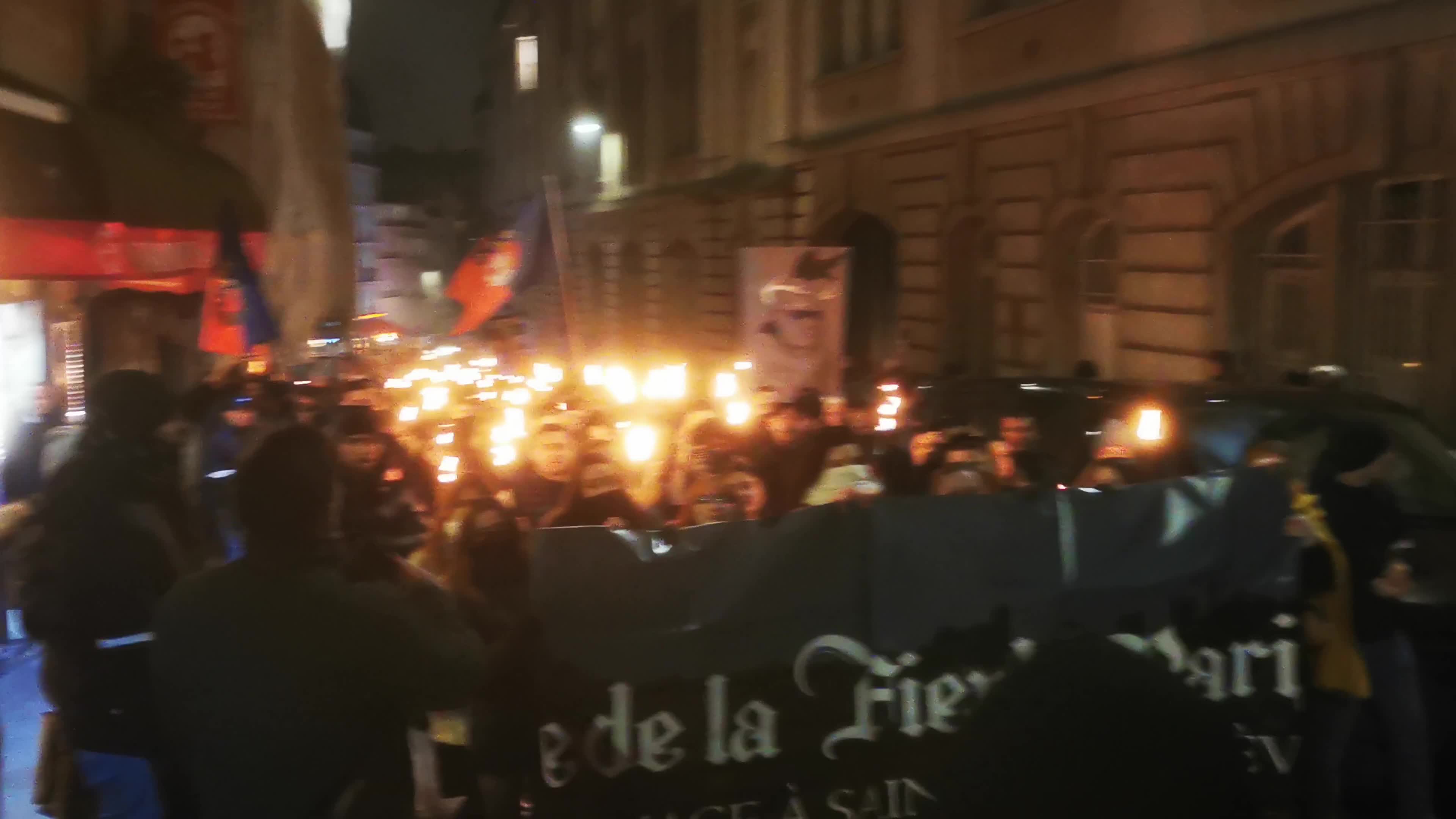 The torchlight march of Paris Fierte , an identitarian far-right association in Paris