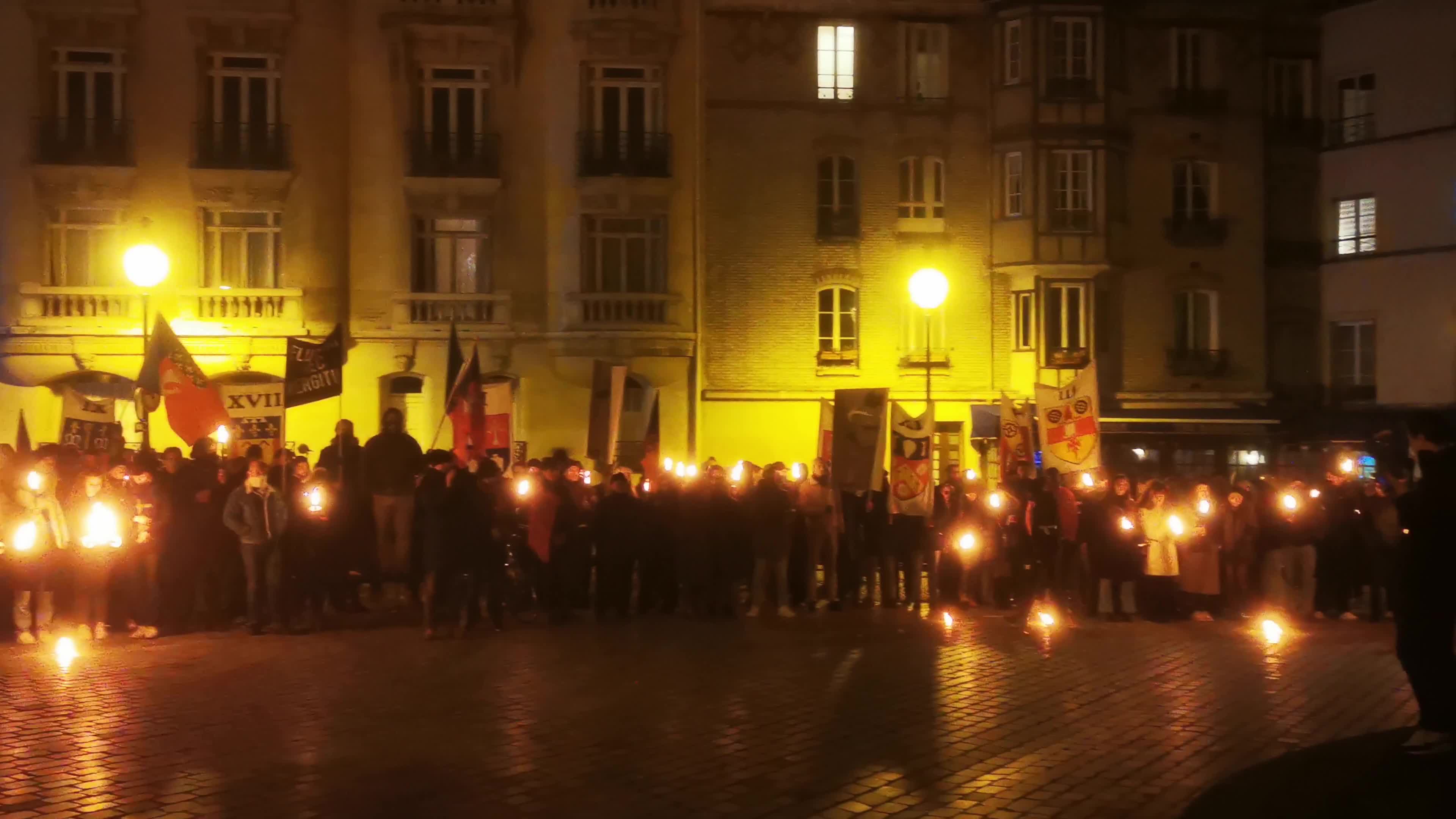 The torchlight march of Paris Fierte , an identitarian far-right association in Paris