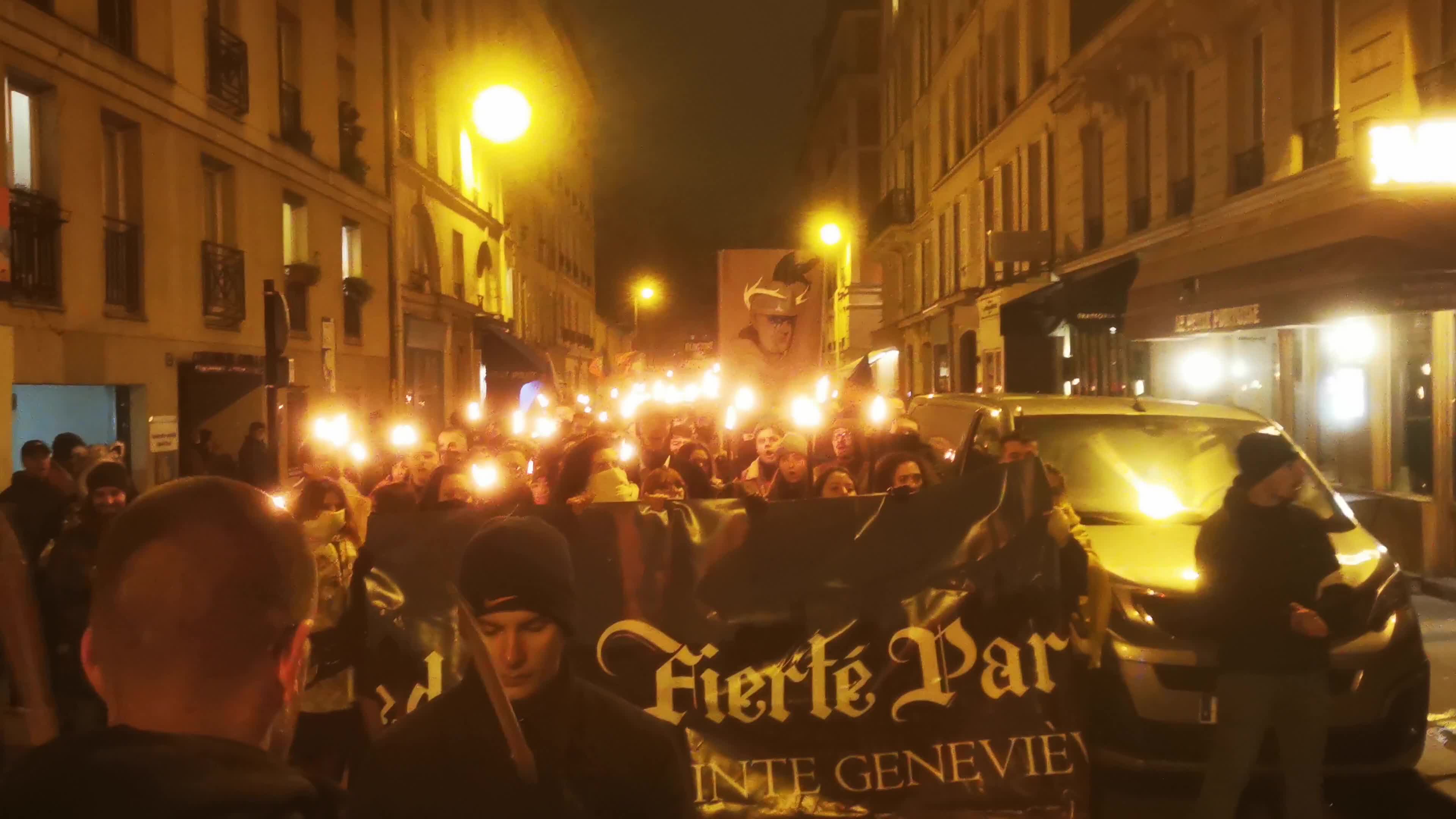 The torchlight march of Paris Fierte , an identitarian far-right association in Paris