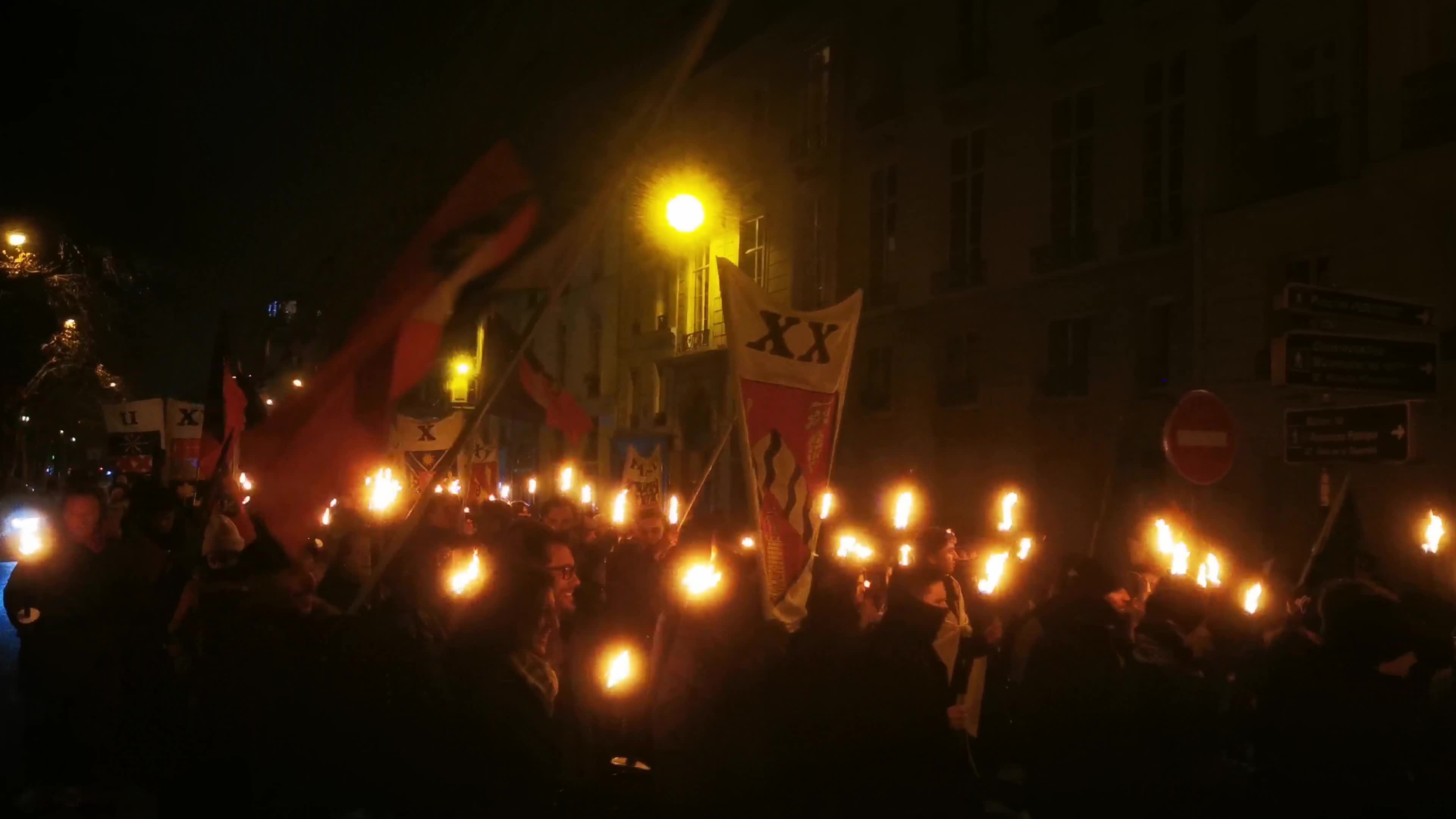 The torchlight march of Paris Fierte , an identitarian far-right association in Paris