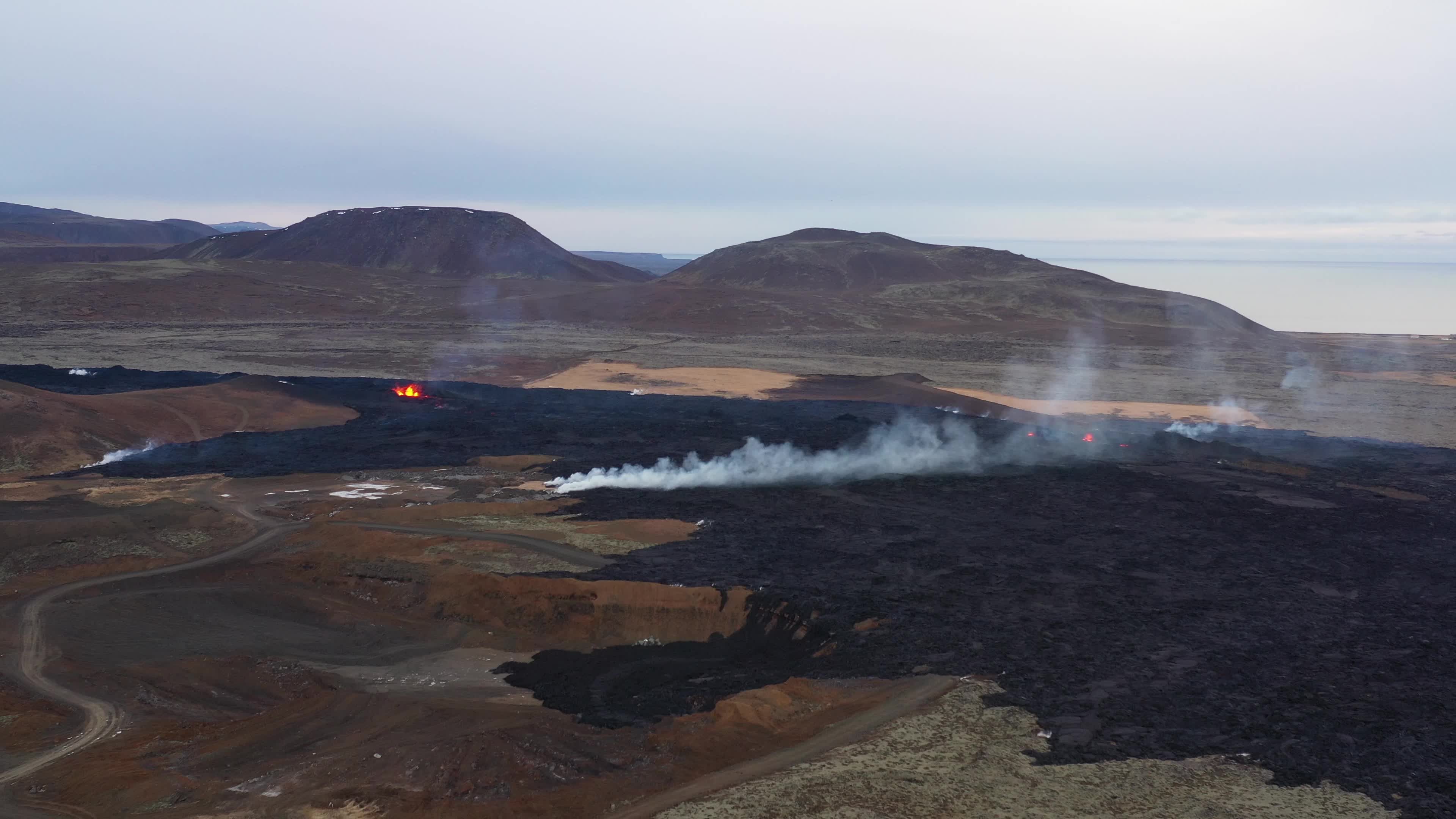 New Volcanic Eruption Started On The Reykjanes Peninsula - Drone View