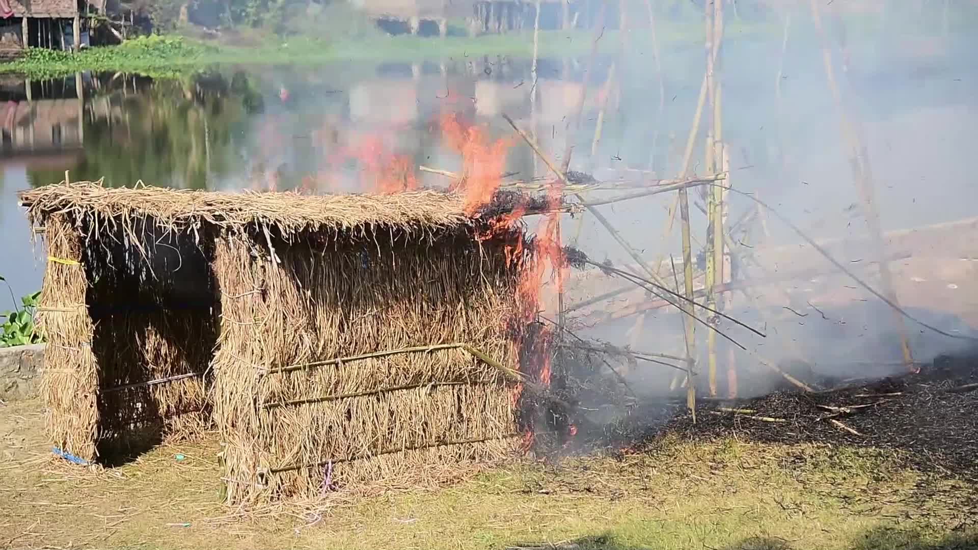 Assamese celebrate harvest festival Magh Bihu in India 