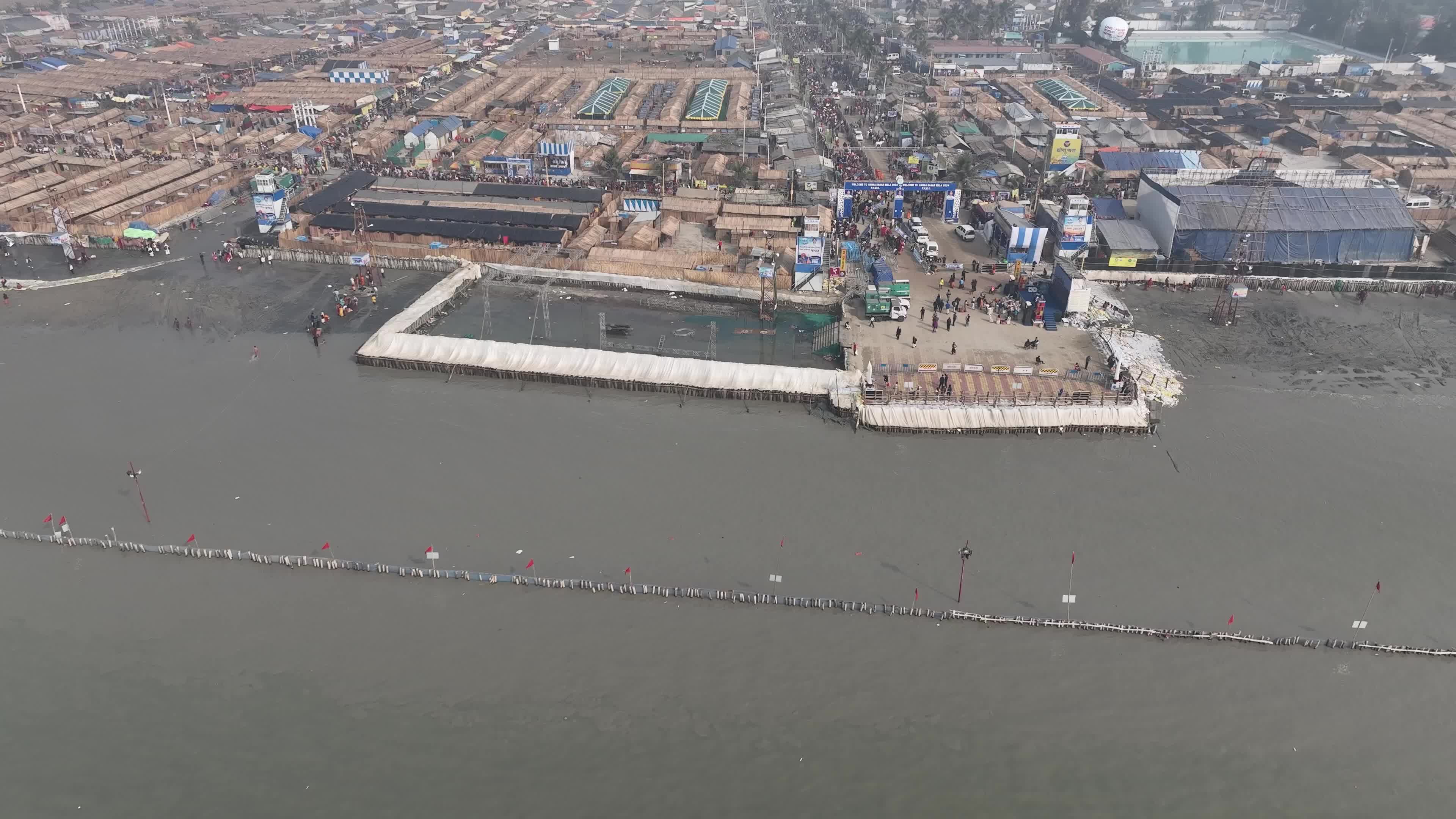 Aerial View of Pilgrims at Gangasagar Mela