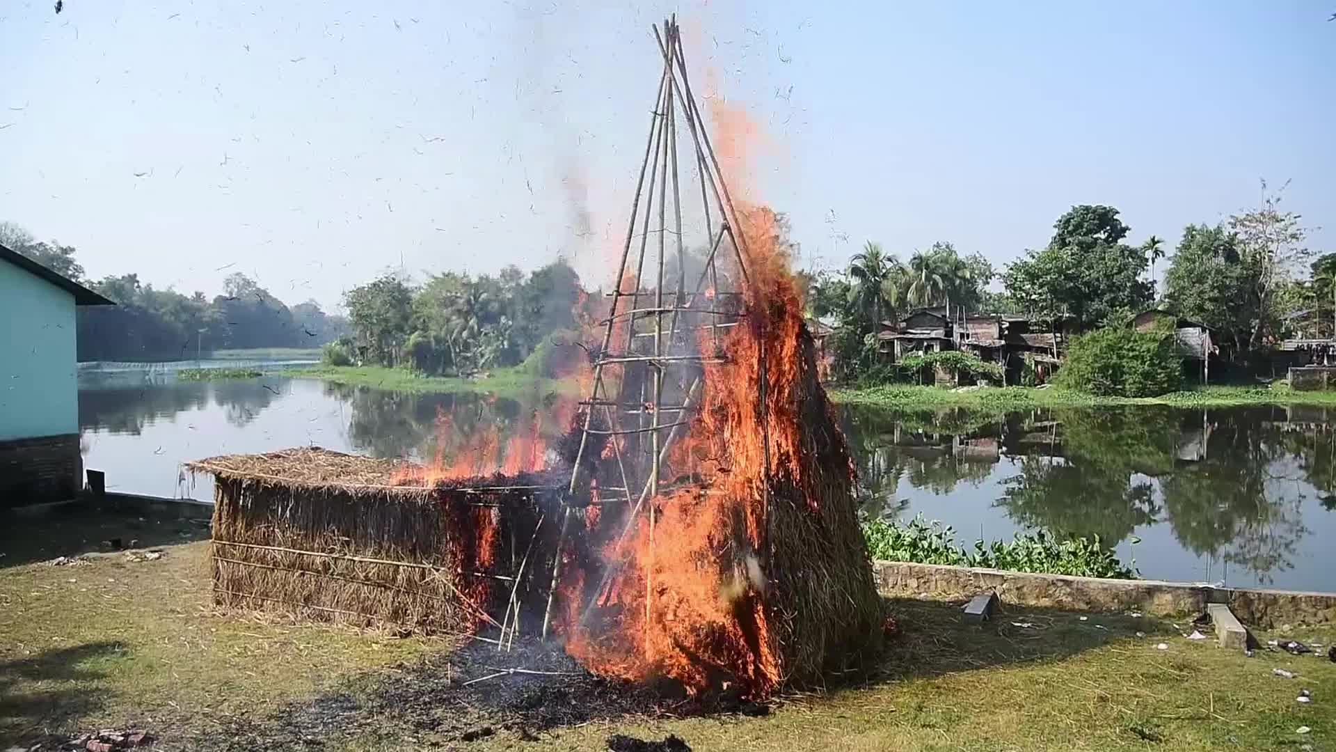 Assamese celebrate harvest festival Magh Bihu in India 