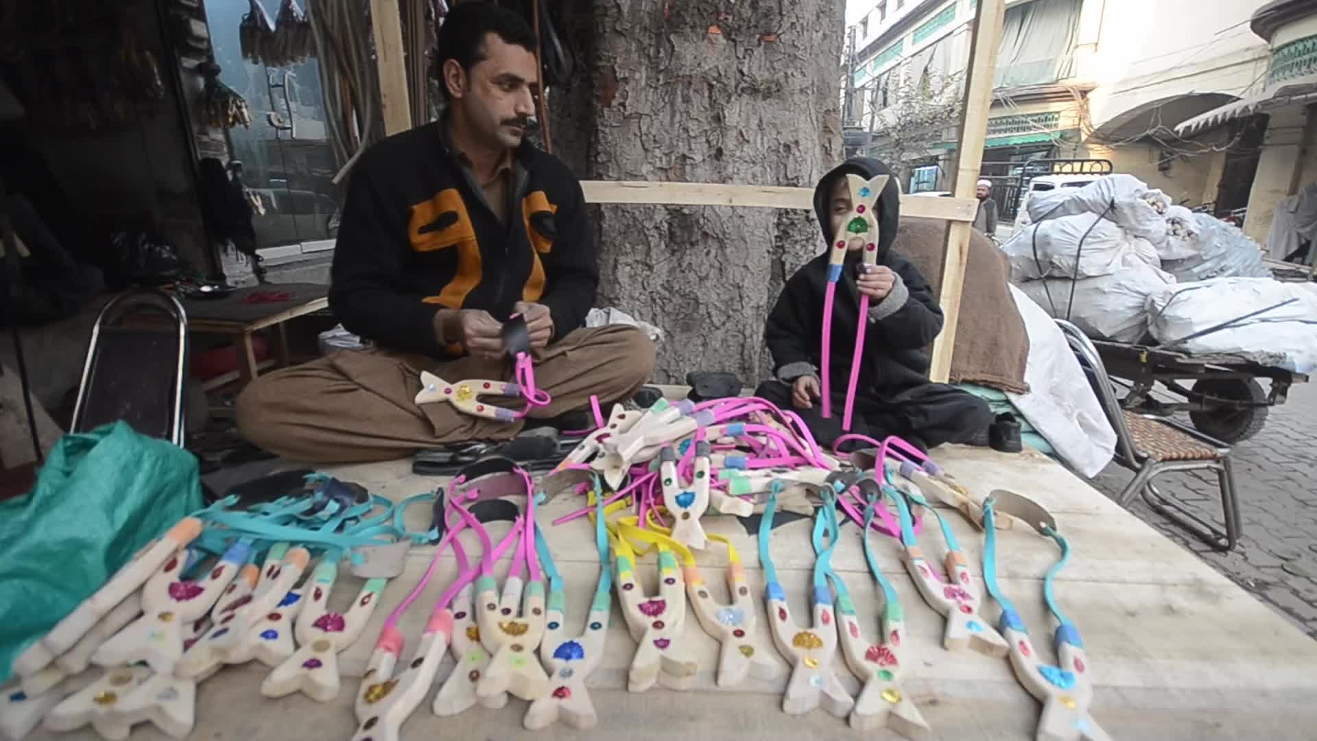Slingshot on sale at market in Peshawar 