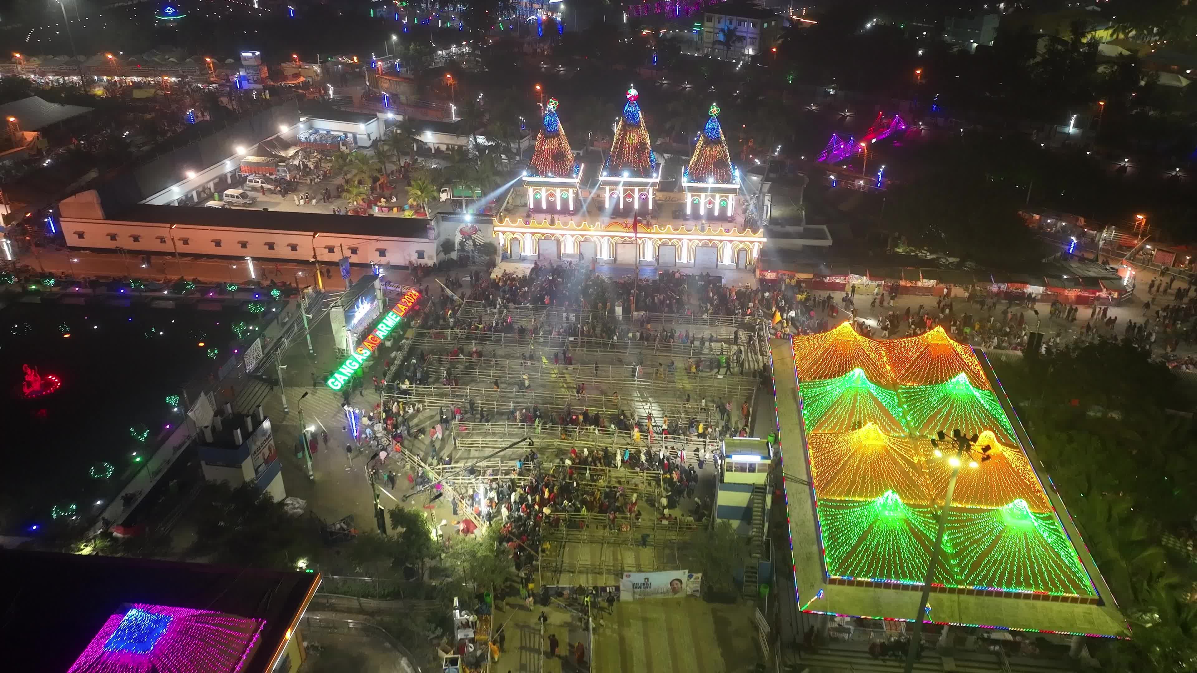 Aerial View of Pilgrims at Gangasagar Mela