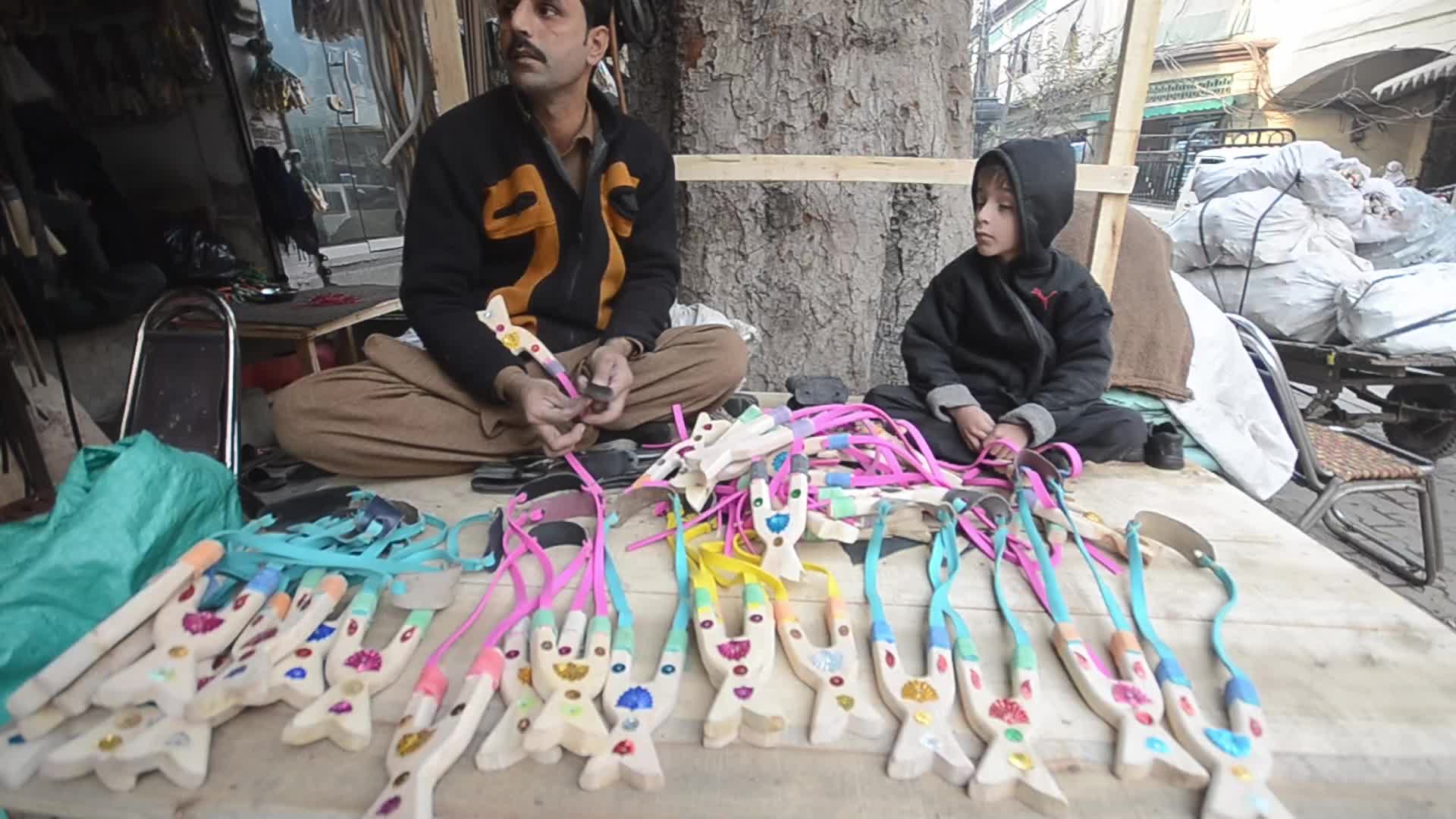 Slingshot on sale at market in Peshawar 