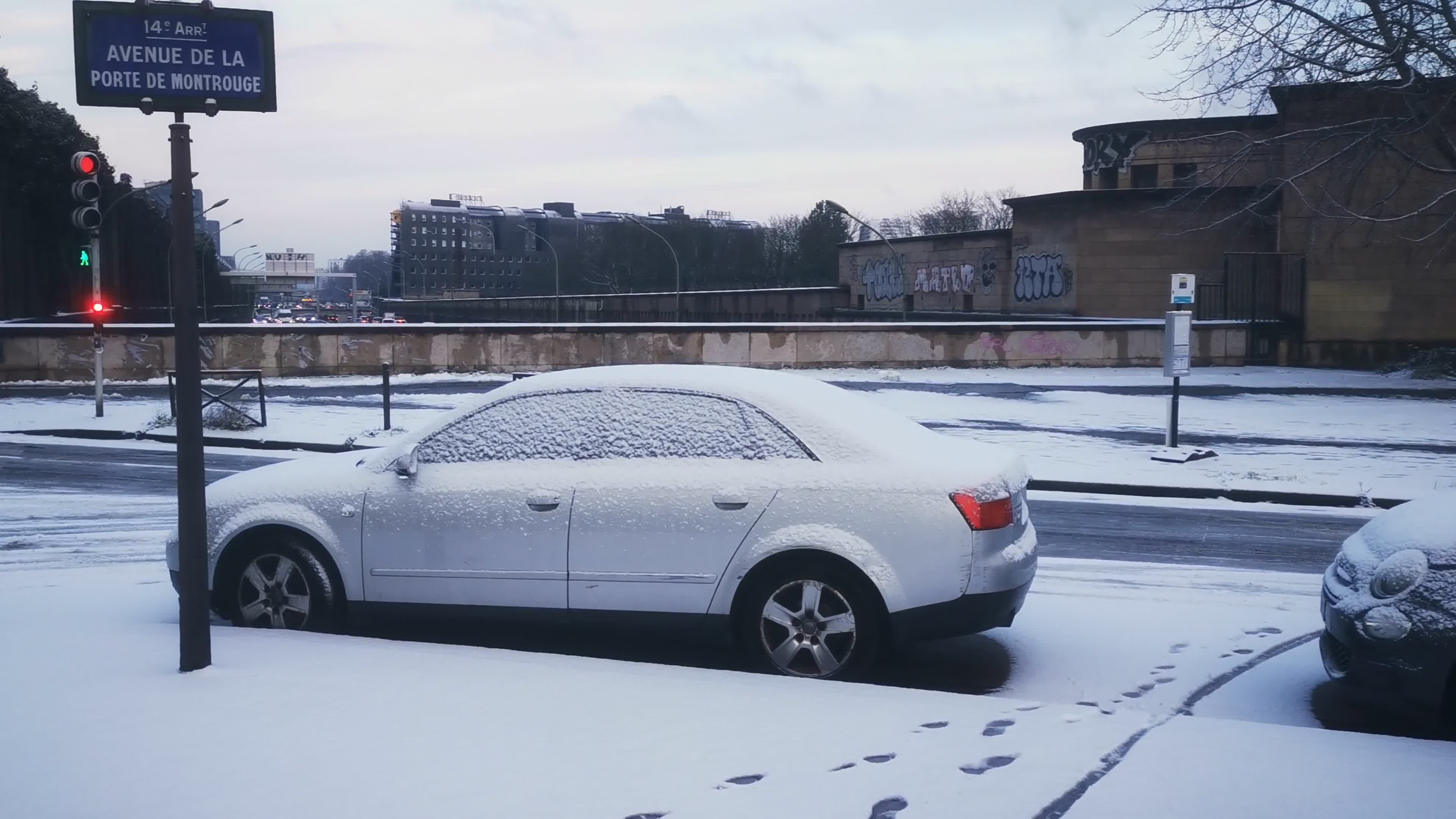Snow in Paris, France